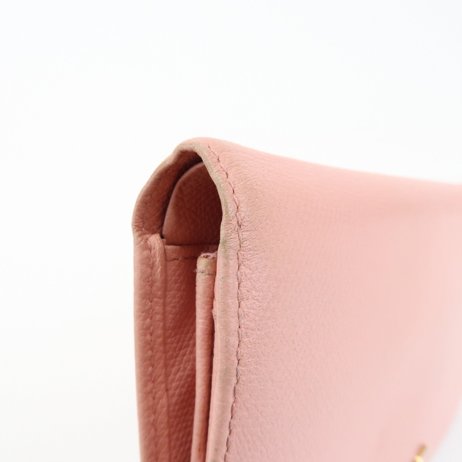 CHANEL COCO Mark Leather Bi-fold Long Wallet Pink