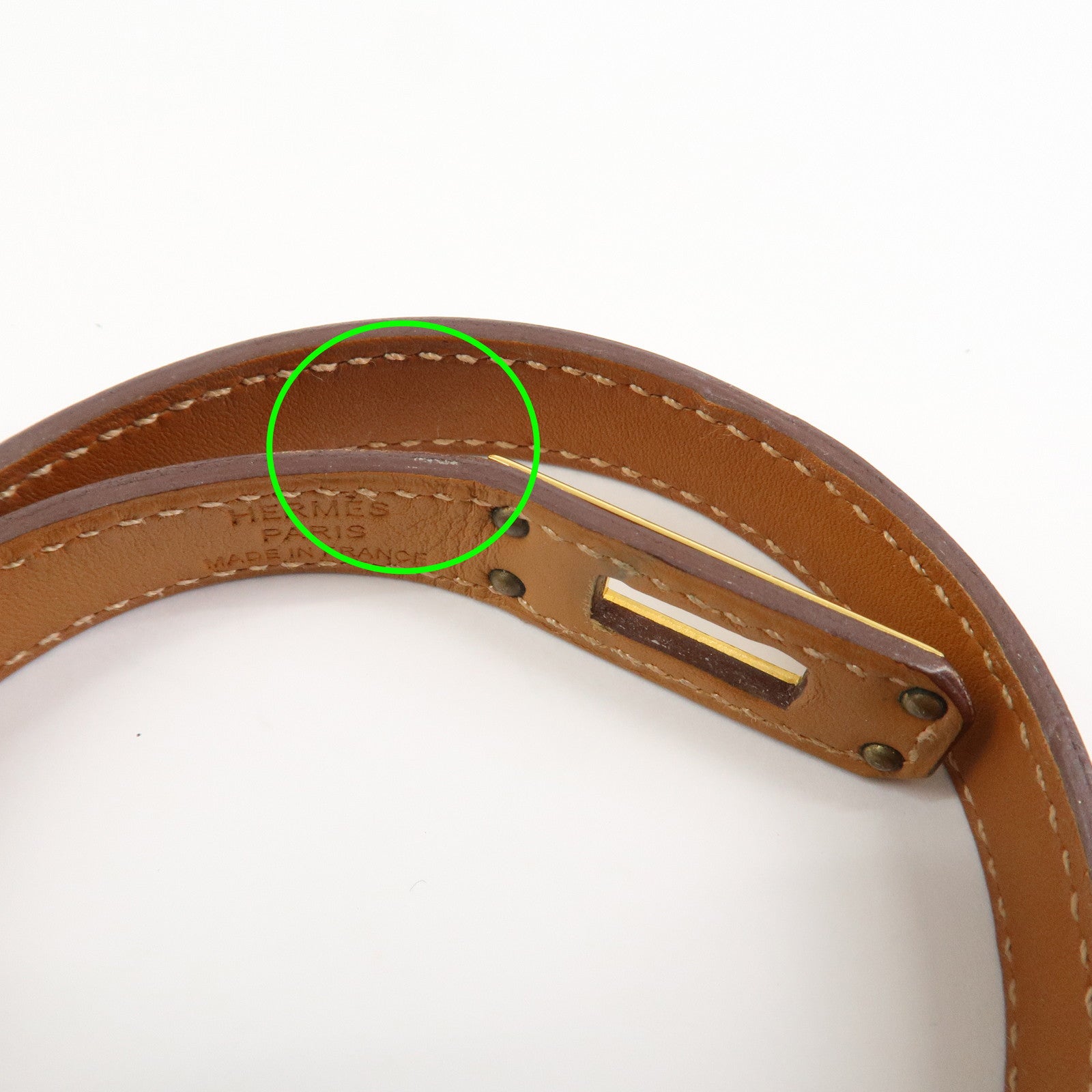 HERMES Mini Kelly Double Tour Bracelet Bangle D Stamped Gold