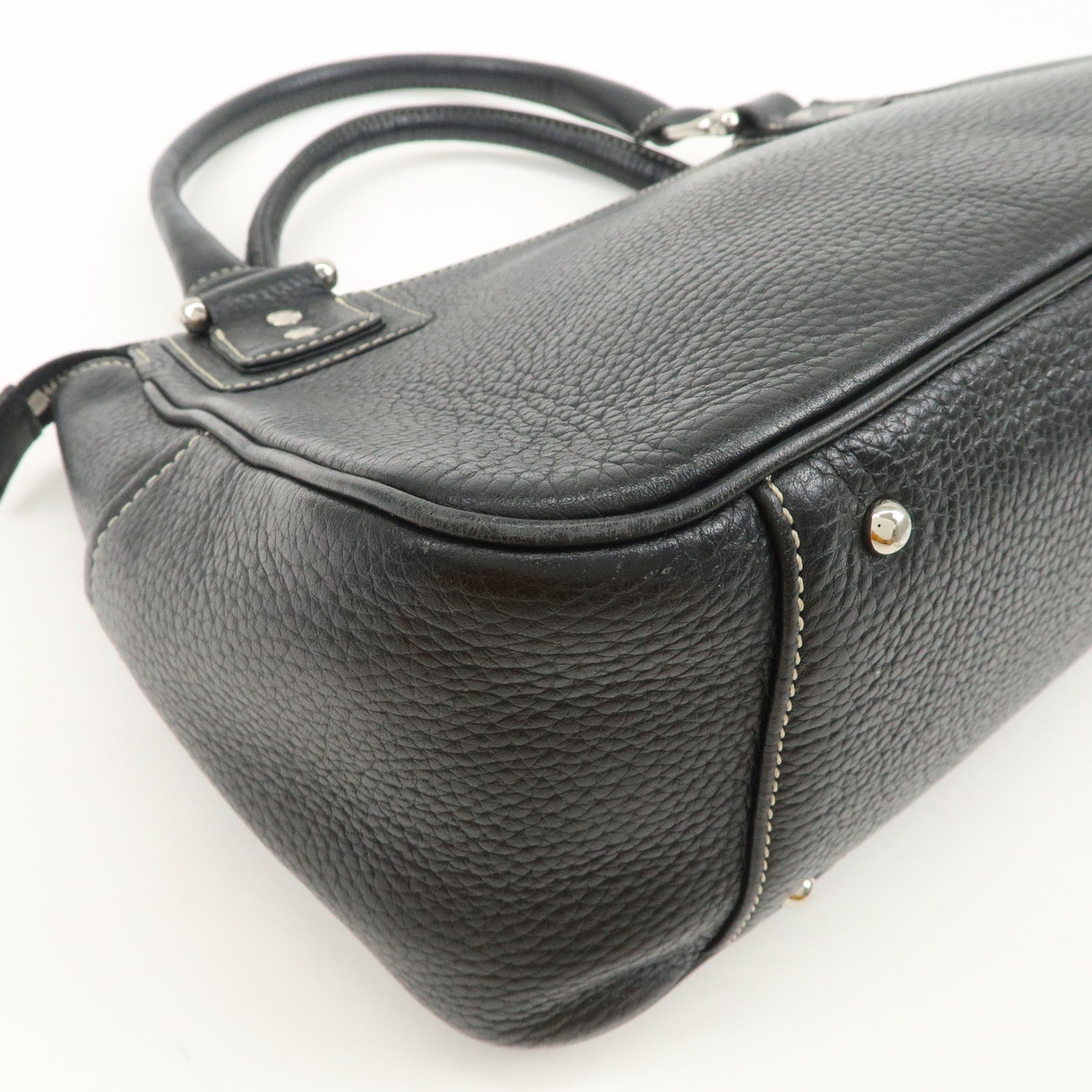 MCM Visetos Logo Leather Shoulder Bag Hand Bag Black