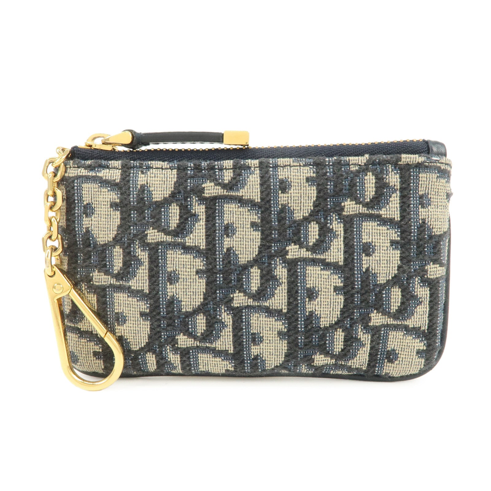 Christian Dior Trotter Canvas Leather Coin Case Key Case Navy