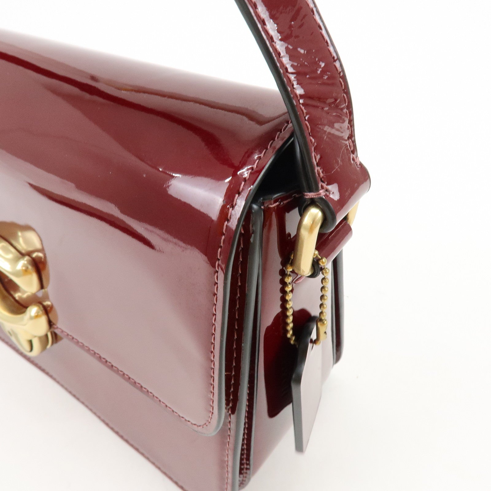 COACH Tabby 26 Patent Leather Shoulder Bag Crossbody Bag Bordeaux