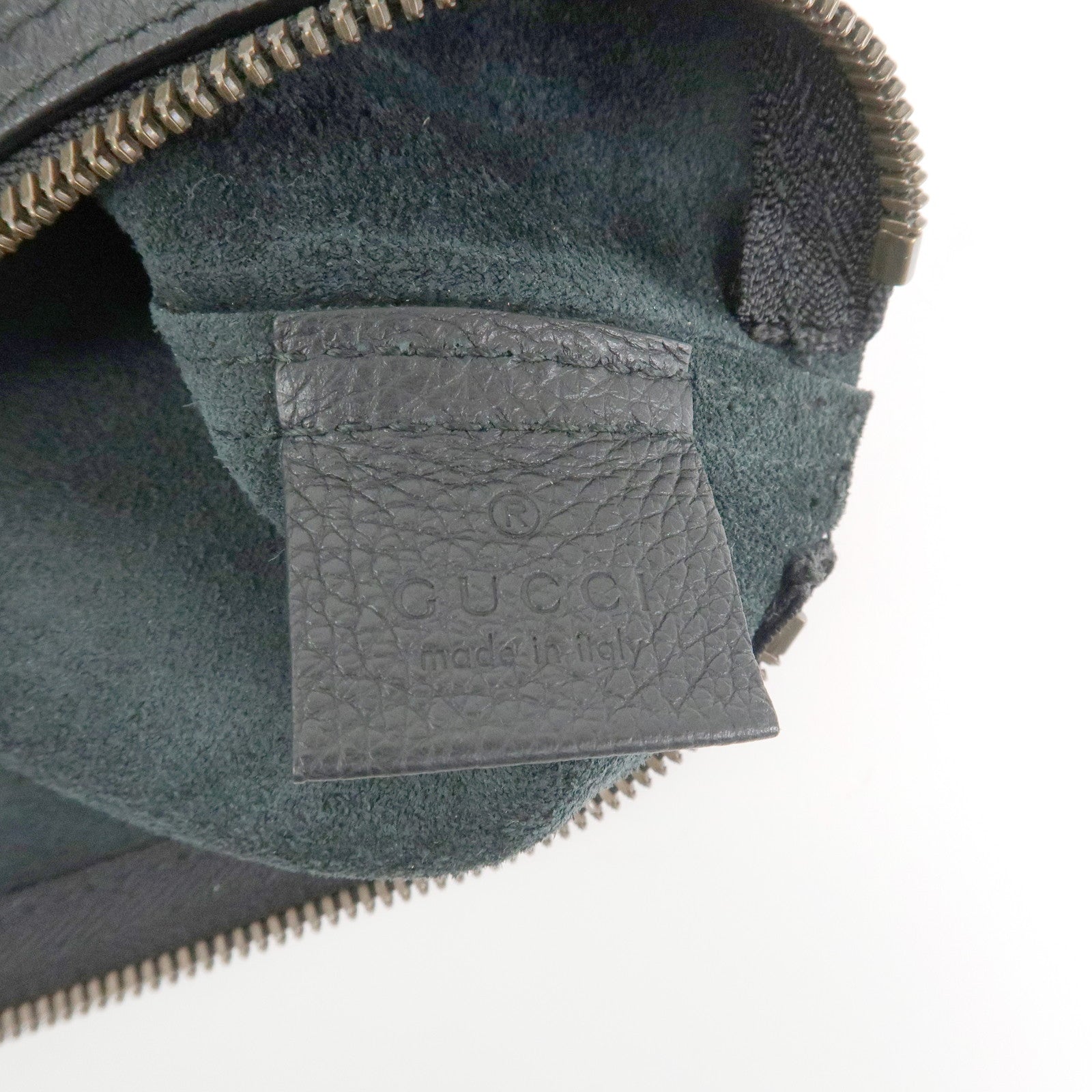 GUCCI Logo Print Leather Portfolio Clutch Bag Black 500984 Used