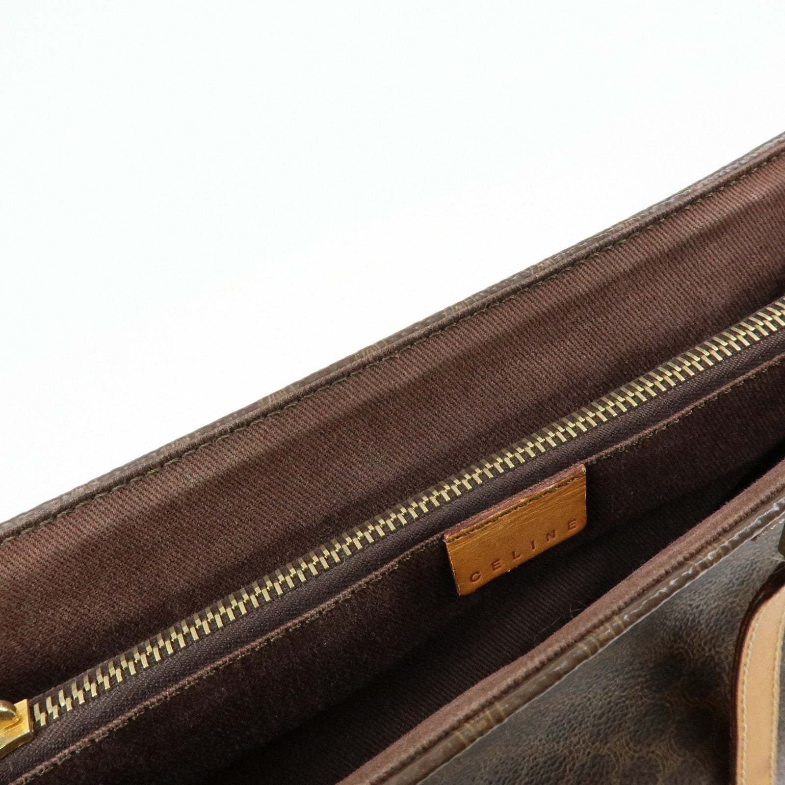 CELINE Macadam PVC Leather Tote Bag Hand Bag Shoulder Bag Brown