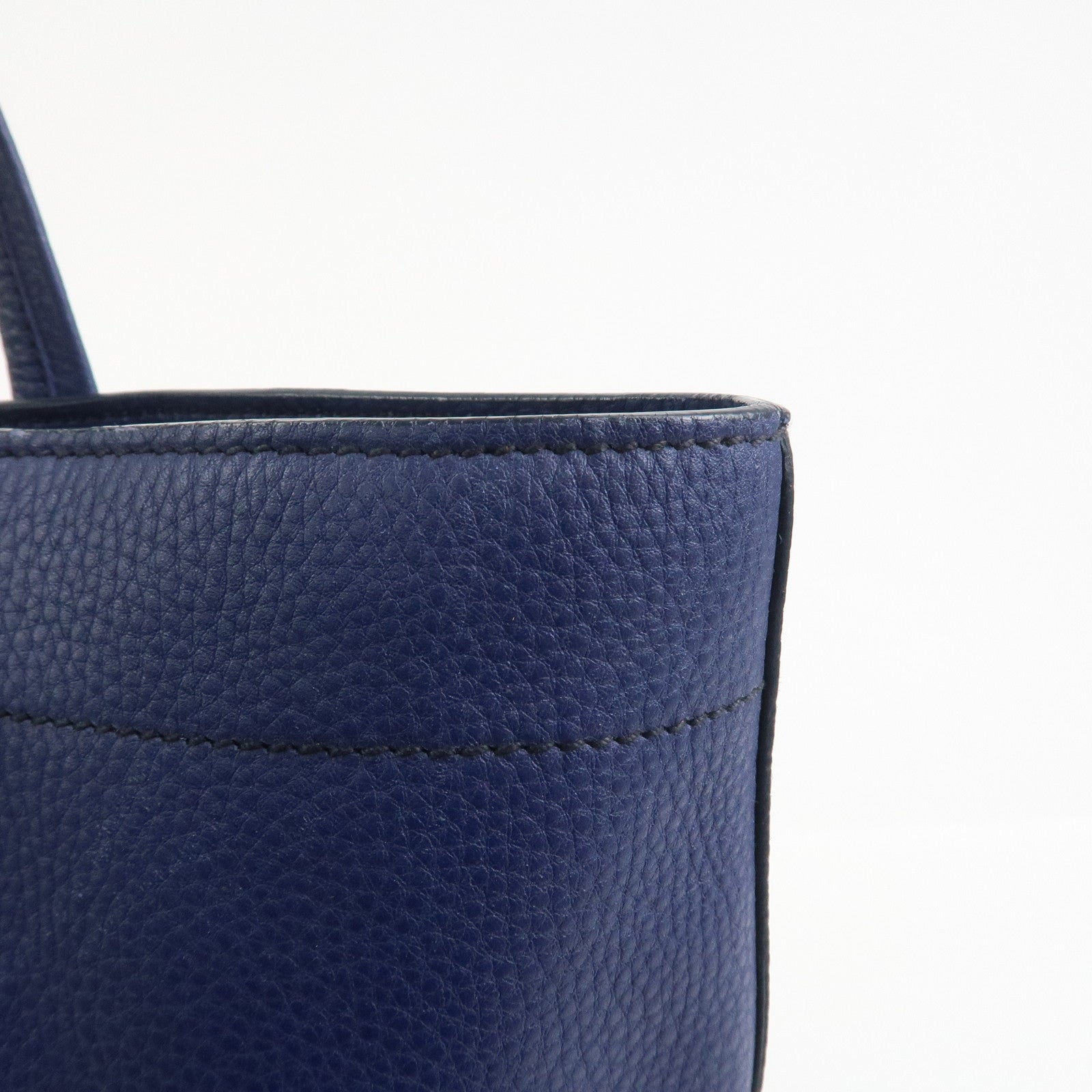 MIU MIU Logo Madras Leather Tote Bag Shoulder Bag Hand Bag Blue