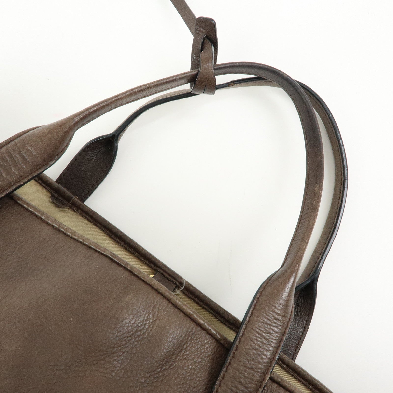 LOEWE MADRID1846 Leather Tote Bag Hand Bag Brown