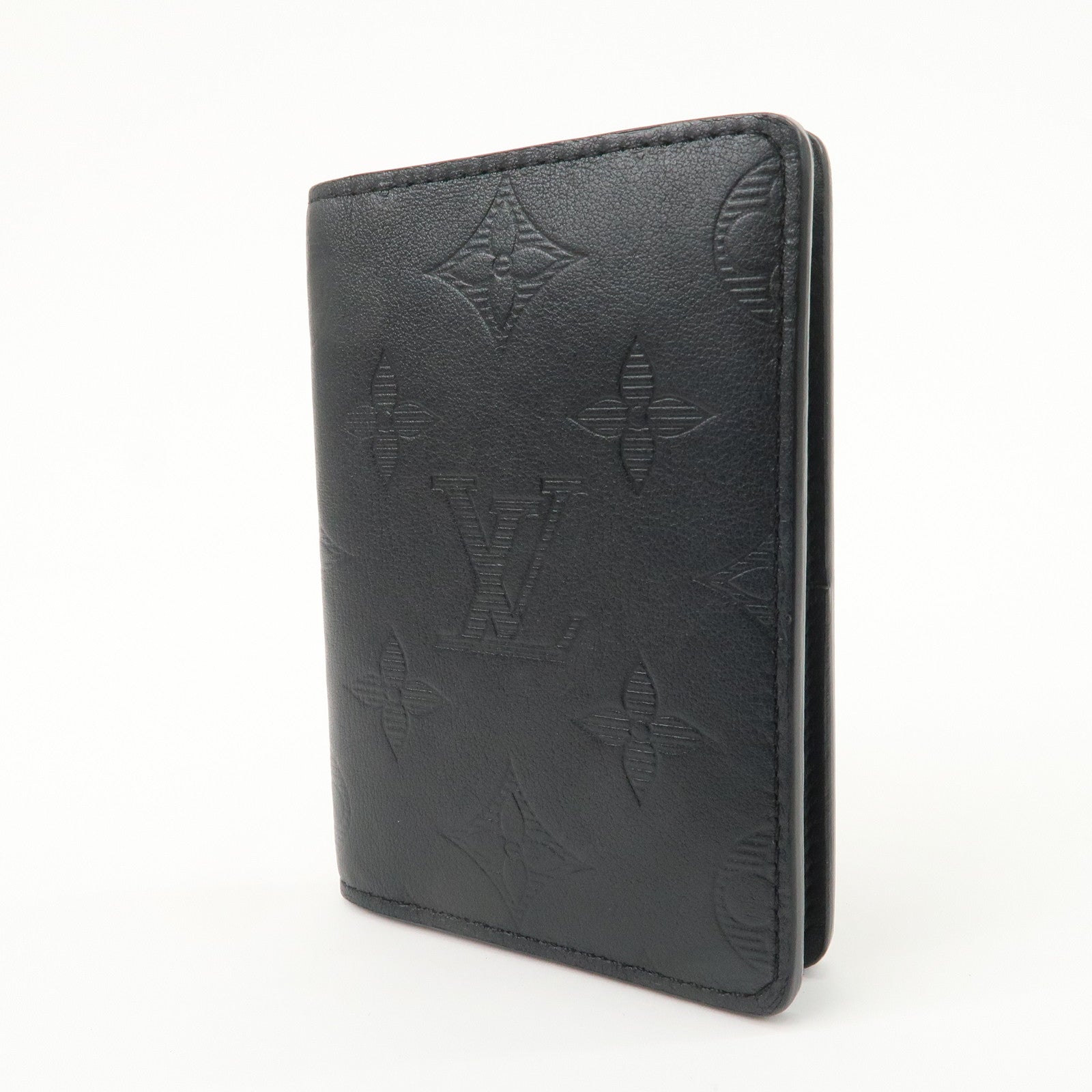 Louis Vuitton Monogram Shadow Leather Card Case Organizer Noir M62899