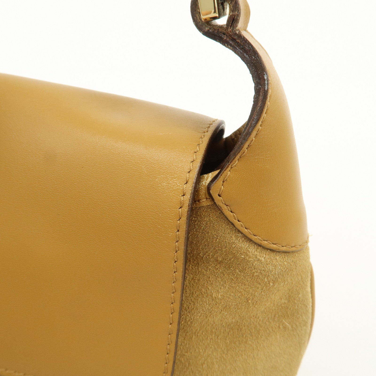 GUCCI Bamboo Suede Leather Kandinsky Shoulder Bag Yellow 001・4096