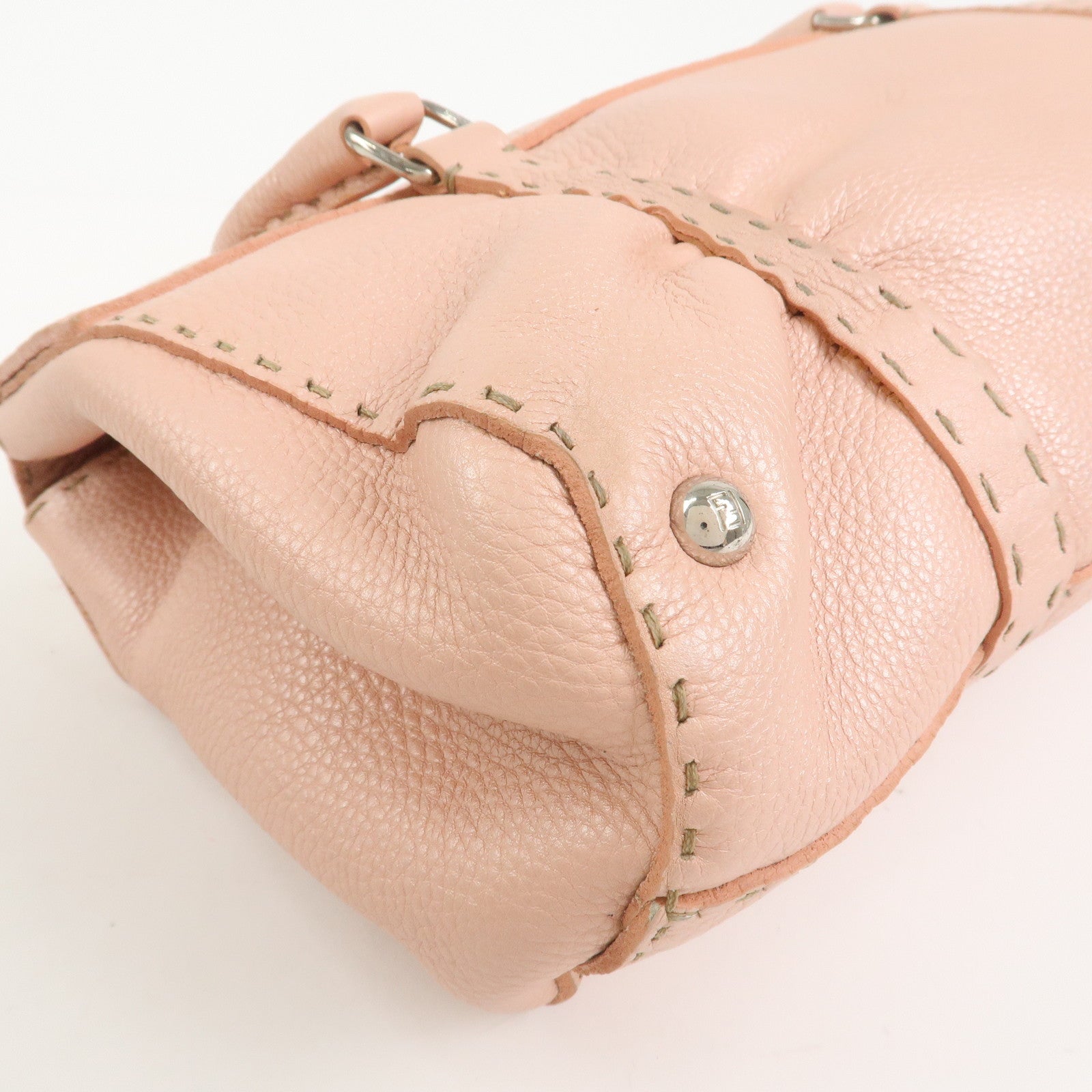 FENDI Seleria Linda Leather Shoulder Bag Hand Bag Pink 8BR442
