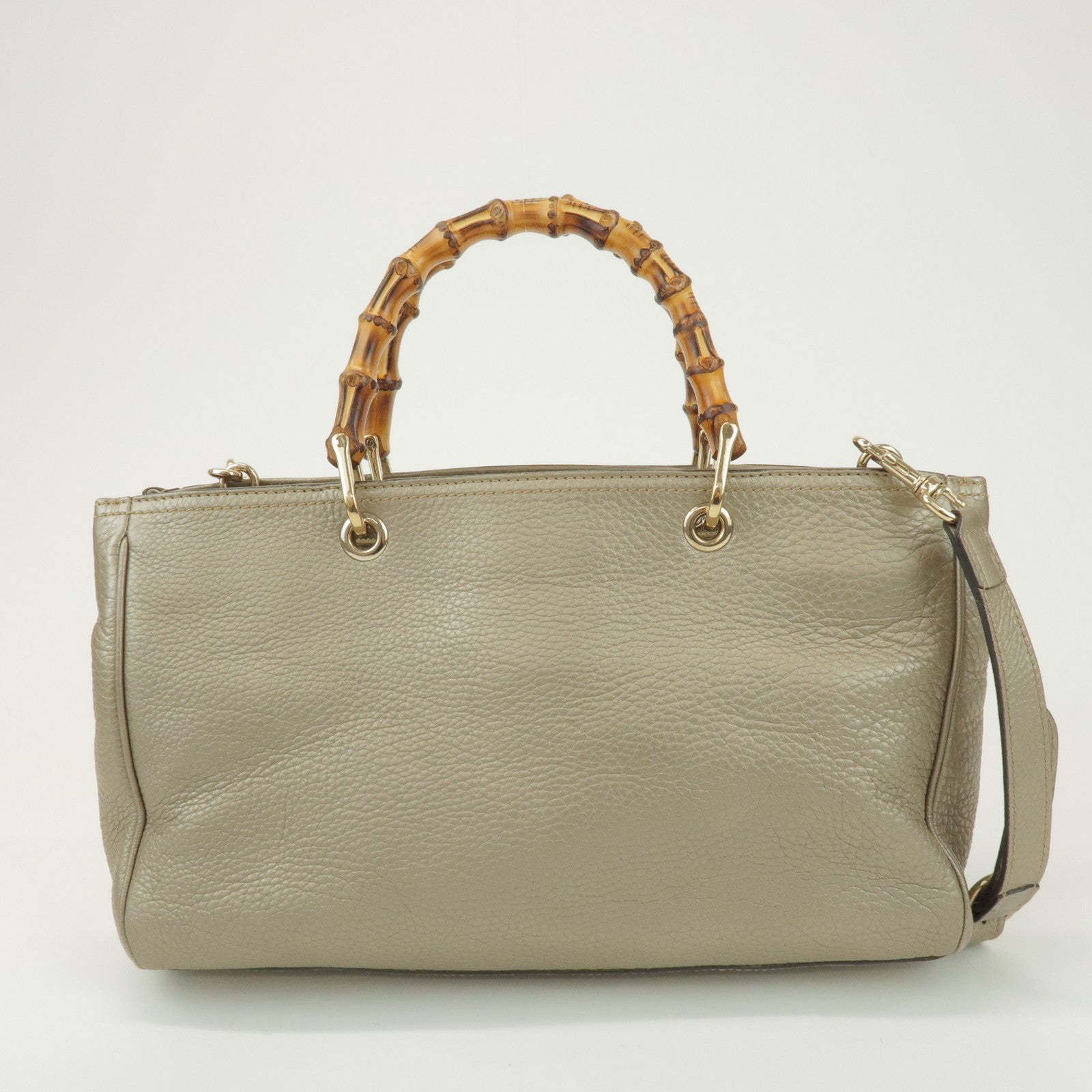 GUCCI Bamboo Shopper Medium 2Way Bag Shoulder Bag Gold 323660