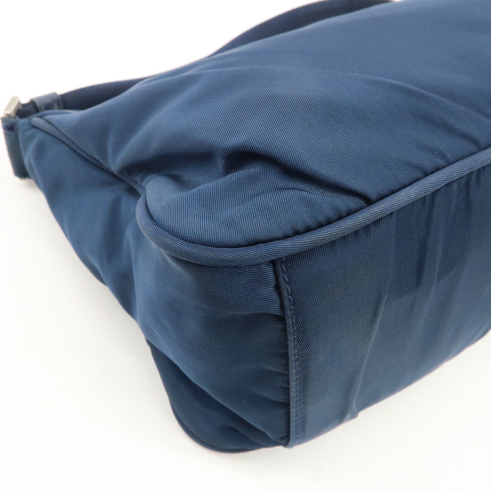 PRADA Triangle Logo Nylon Leather Shoulder Bag Crossbody Bag Navy