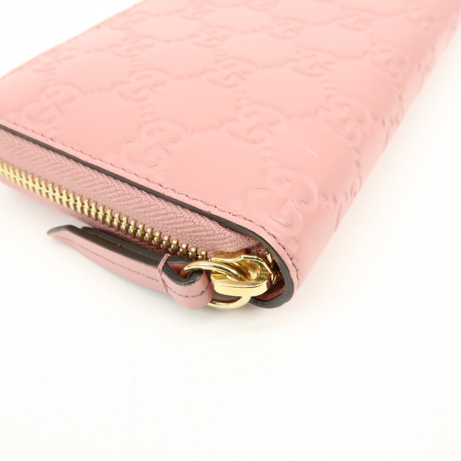 GUCCI Guccissima Leather Icon Zip Around Long Wallet Pink 410102
