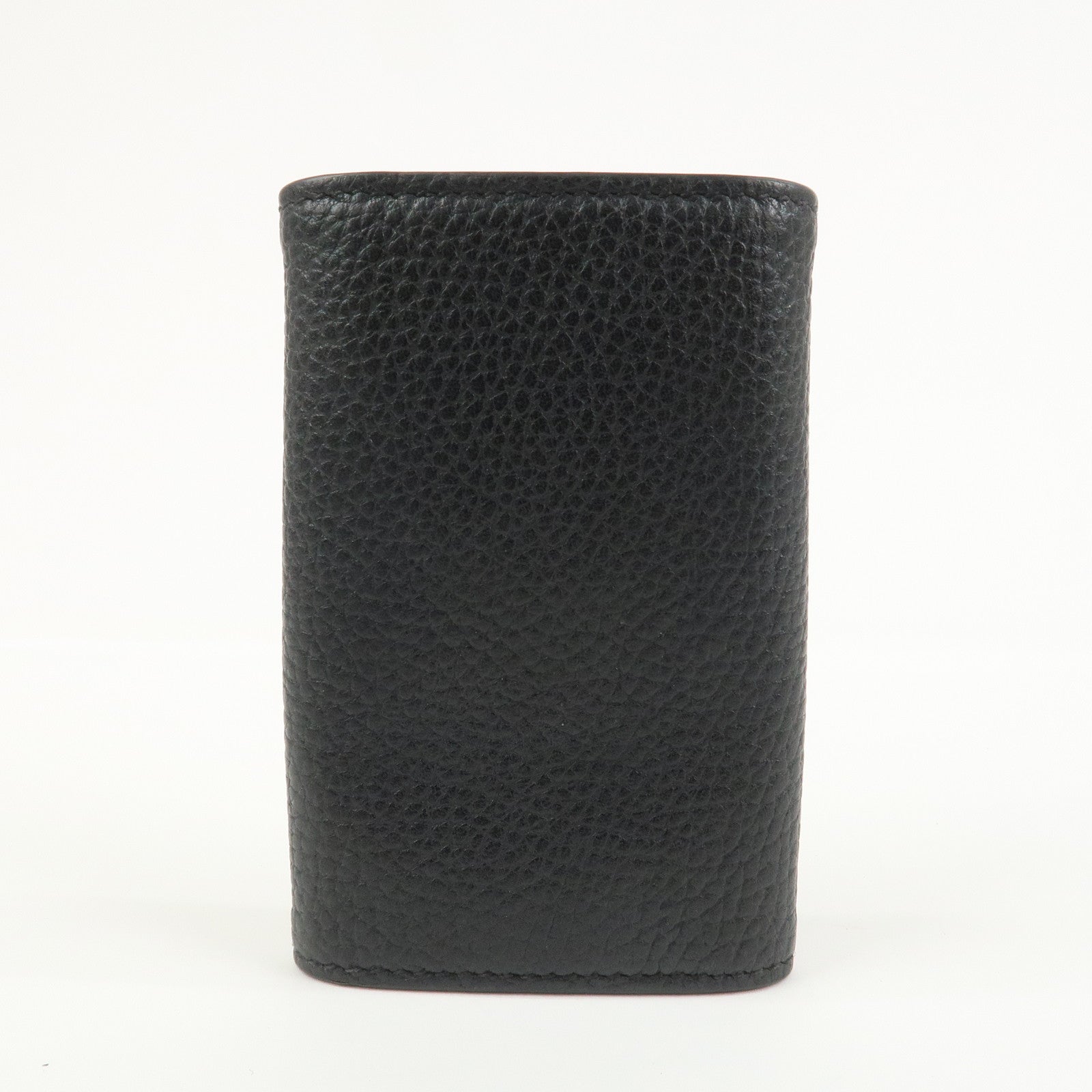GUCCI Logo Leather 6 Rings Key Case Key Holder Black 771156