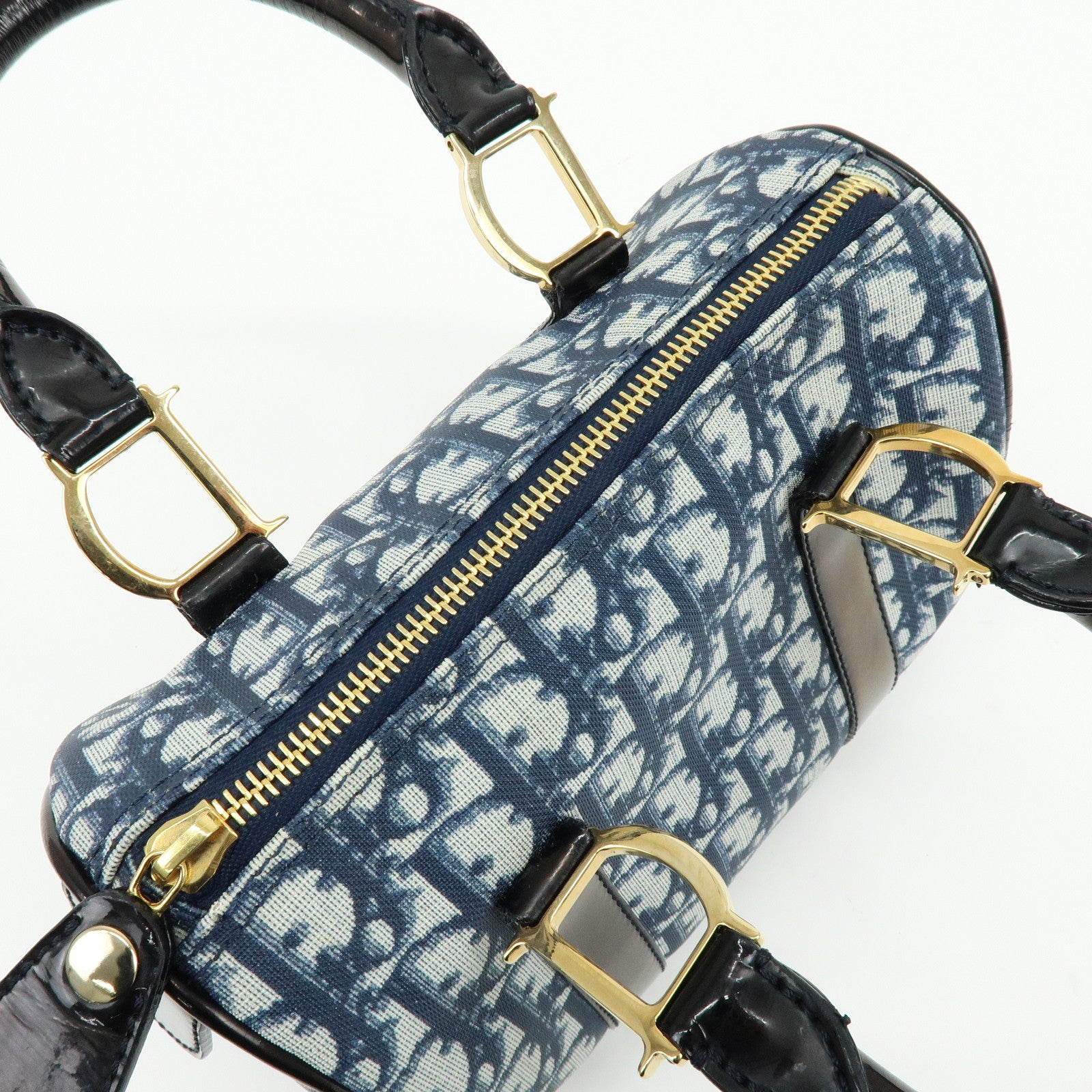 Christian Dior Trotter PVC Canvas Patent Leather Mini Boston Bag