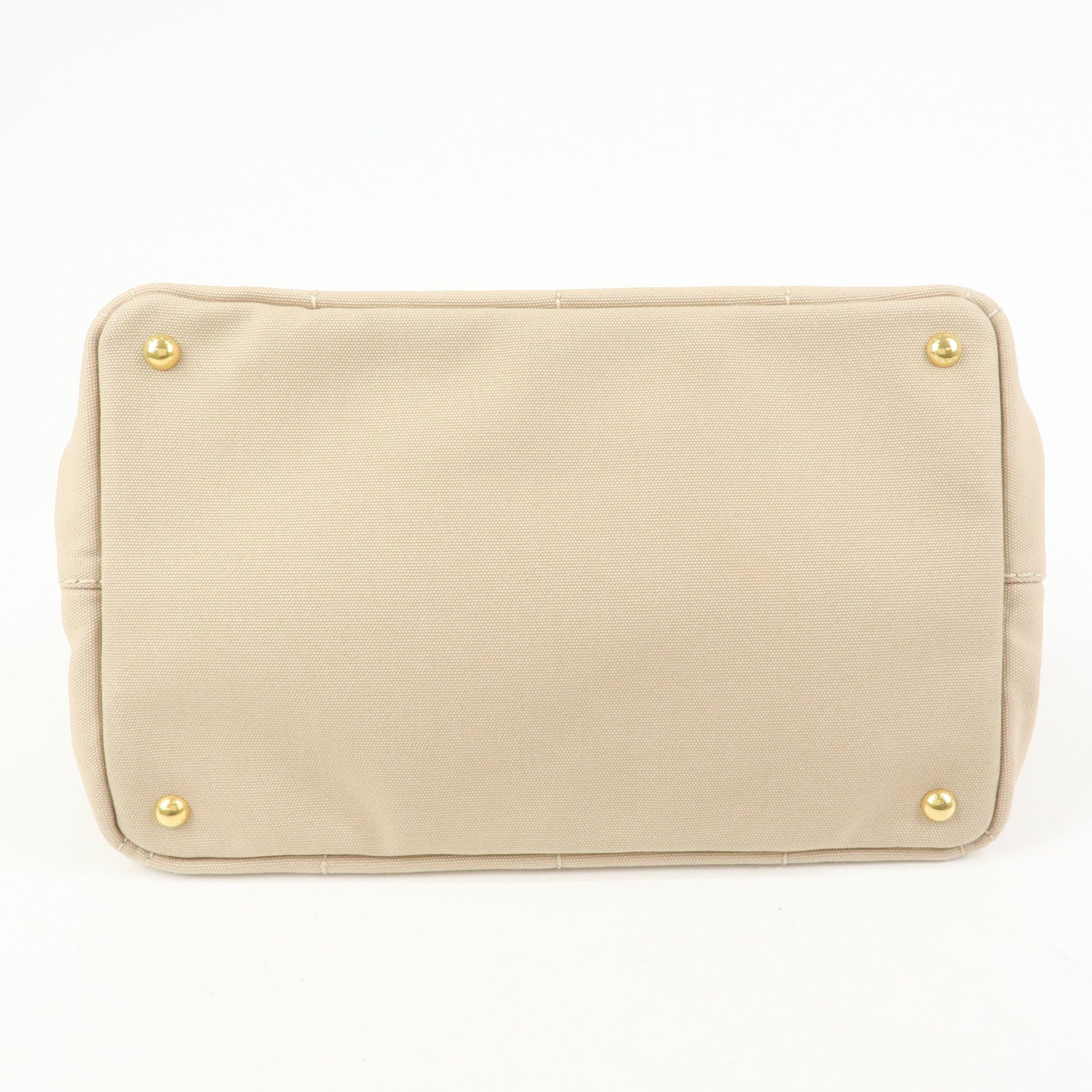 PRADA Canapa Triangle Logo 2Way Tote Hand Shoulder Bag Beige B1877G
