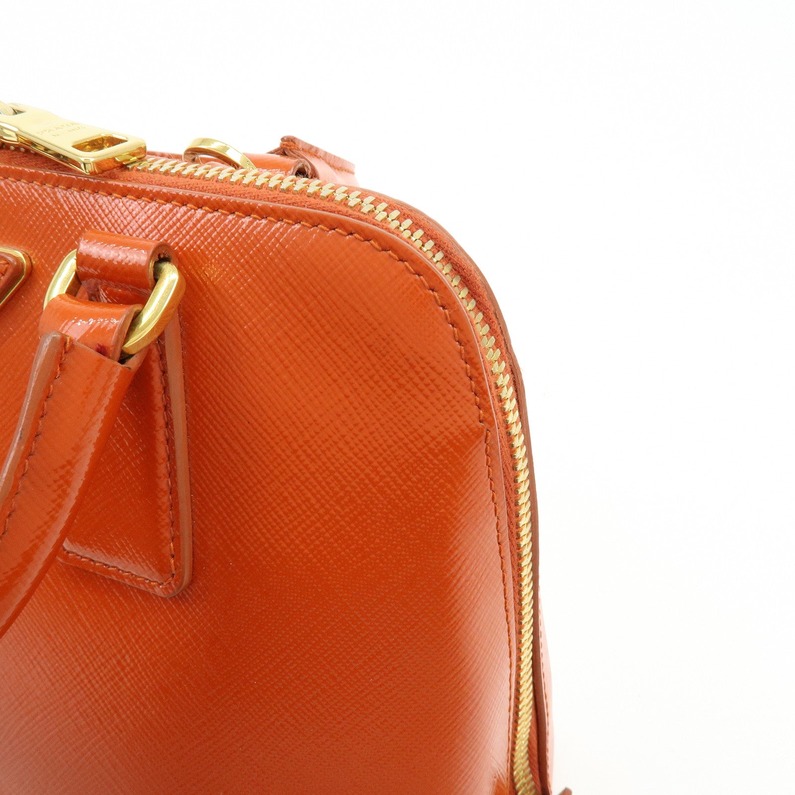 PRADA Triangle Logo Patent Leather 2Way Hand Shoulder Bag BL0838