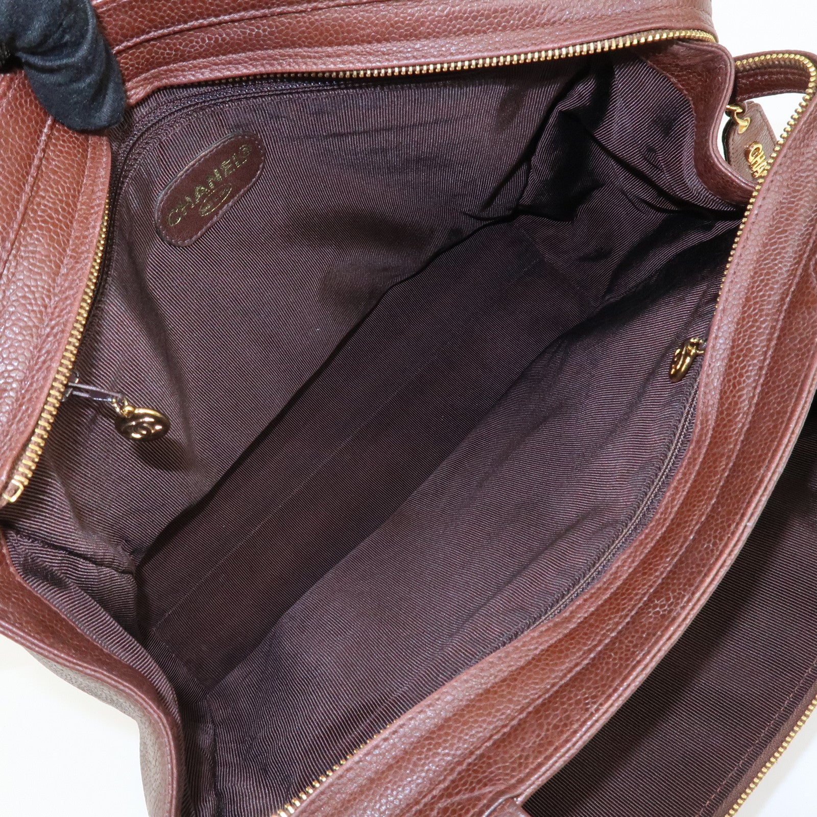 CHANEL COCO Mark Caviarskin Tote Bag Shoulder Bag Brown