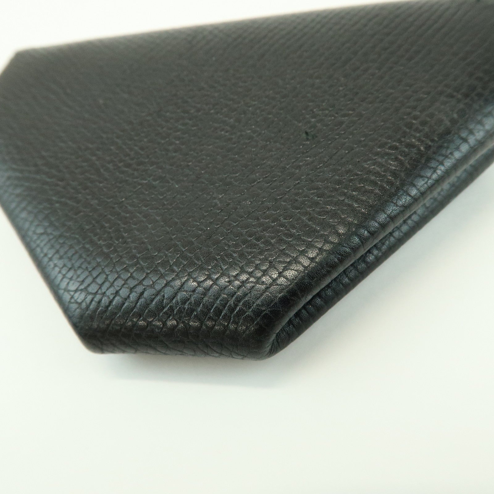 HERMES Logo Chevrelle Coin Case Coin Purse 〇S Stamped Black
