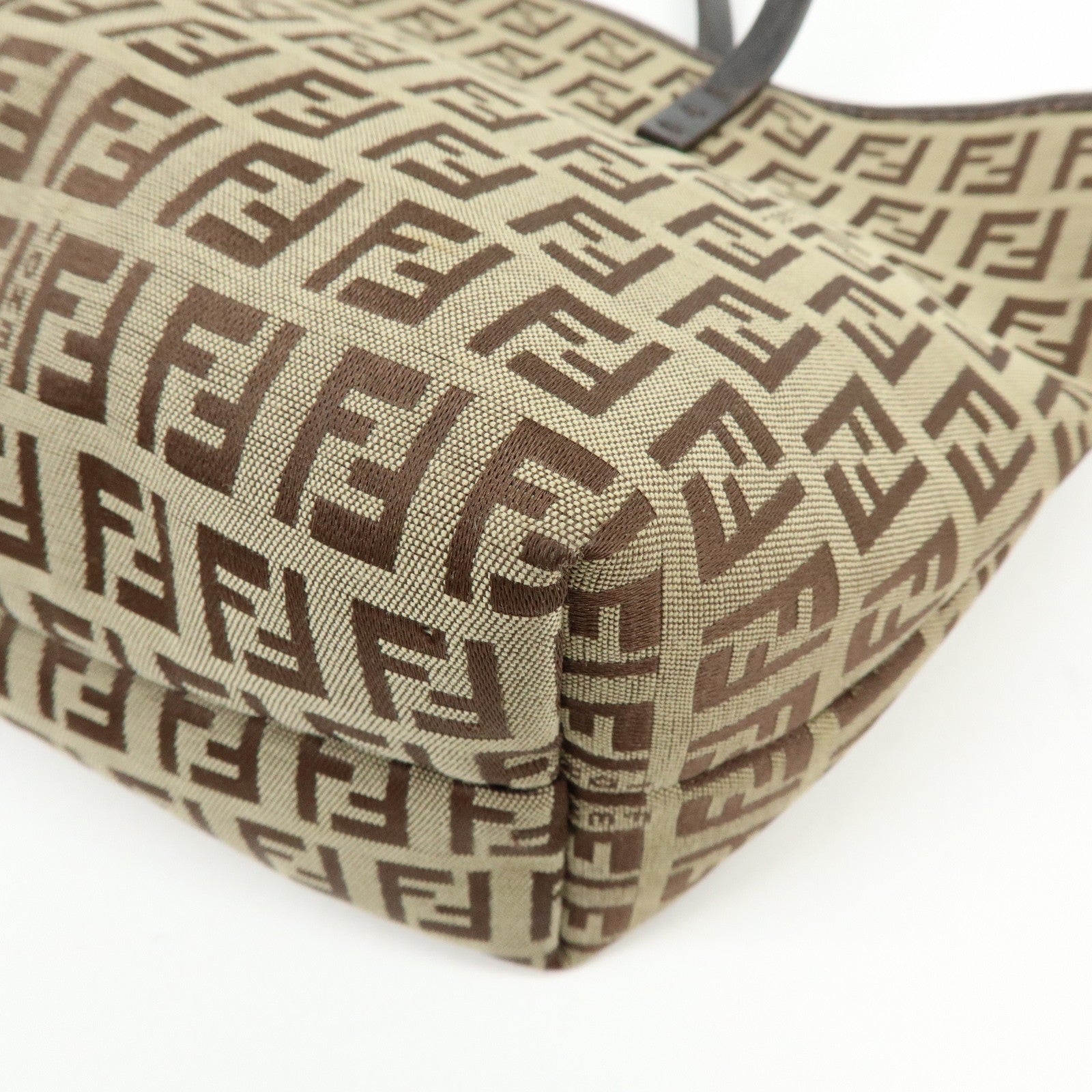 FENDI Zucchino Canvas Leather Mini Tote Bag Hand Bag Brown