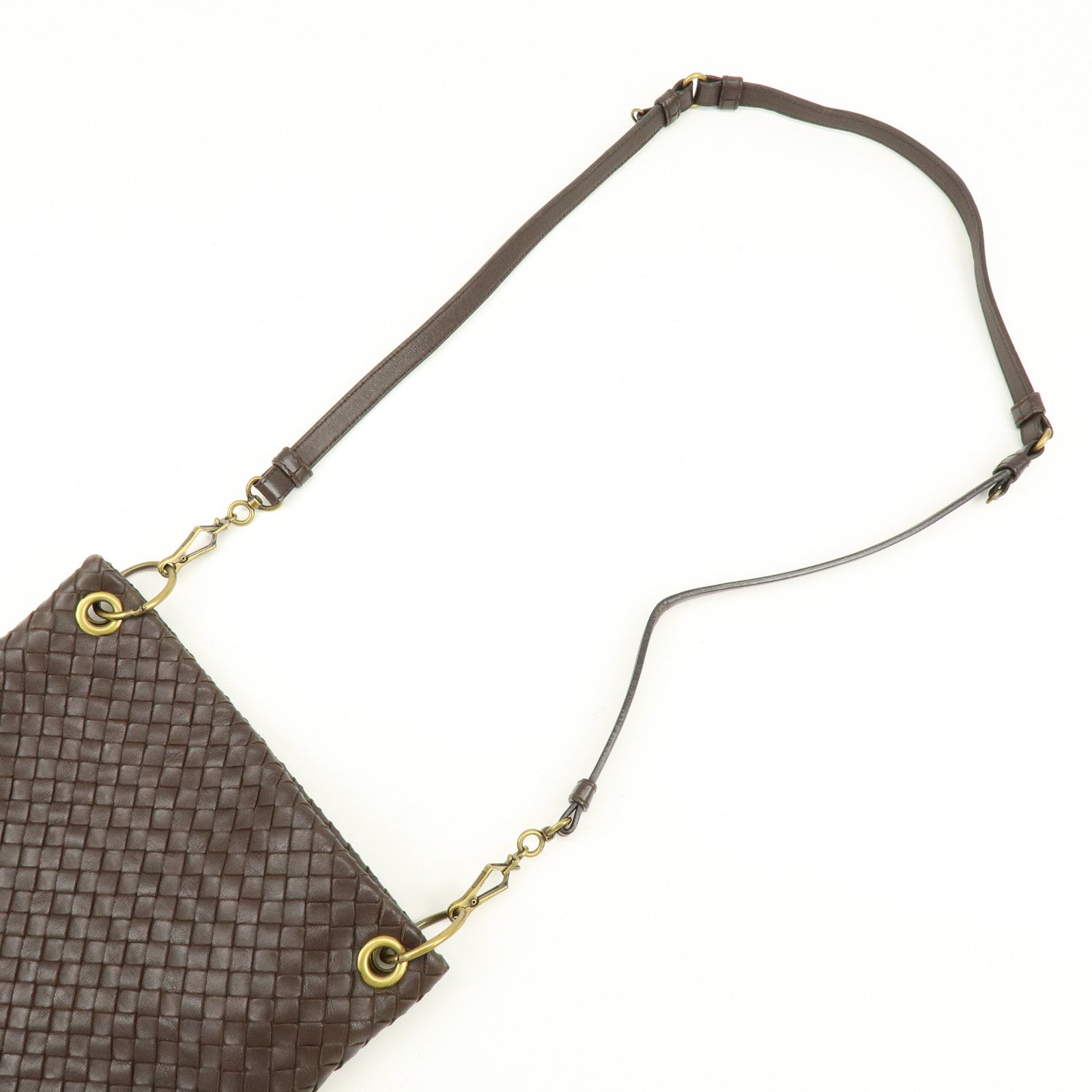 BOTTEGA VENETA Intrecciato Leather Shoulder Bag Brown 179330