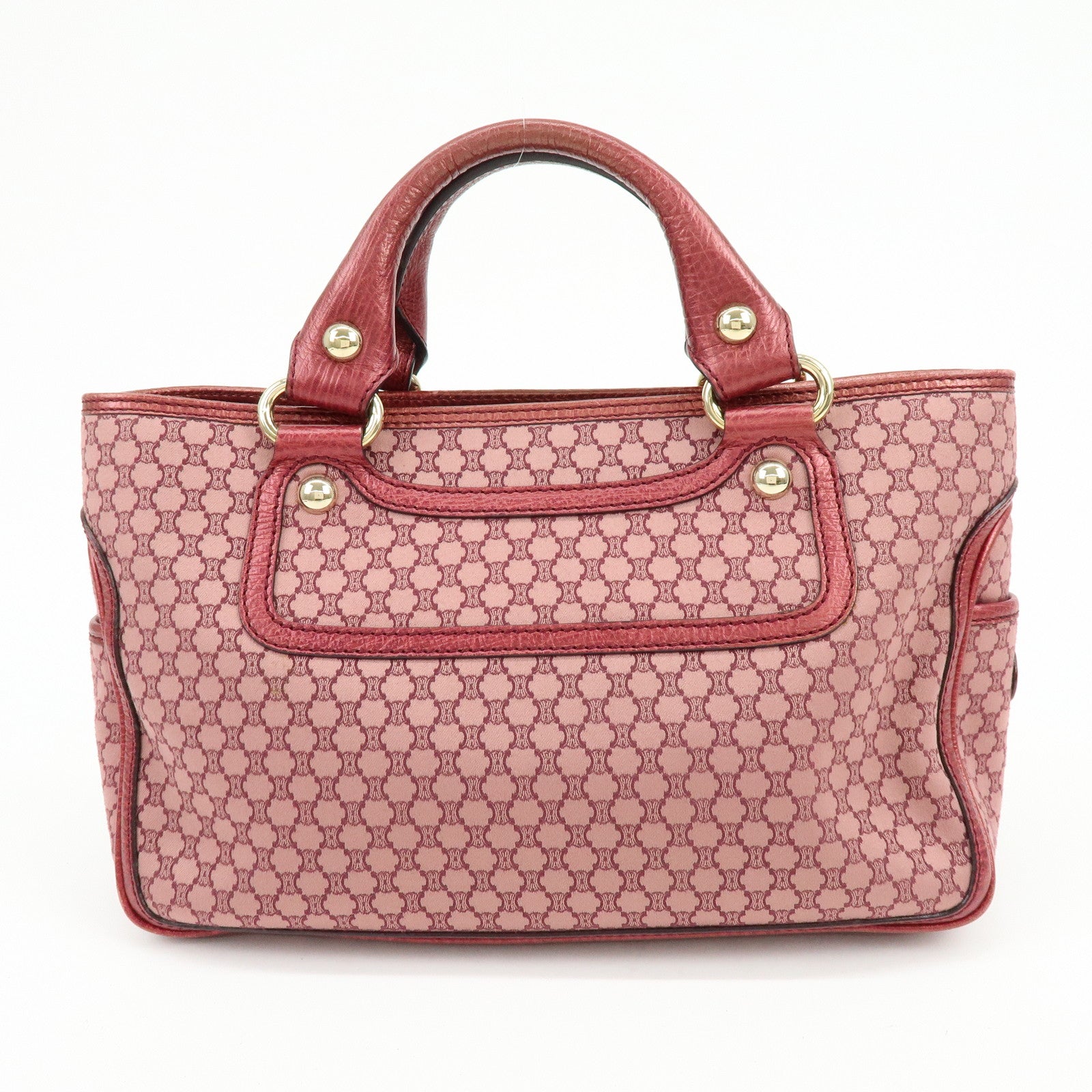 CELINE Macadam Boogie Bag Canvas Leather Hand Bag Tote Bag Pink
