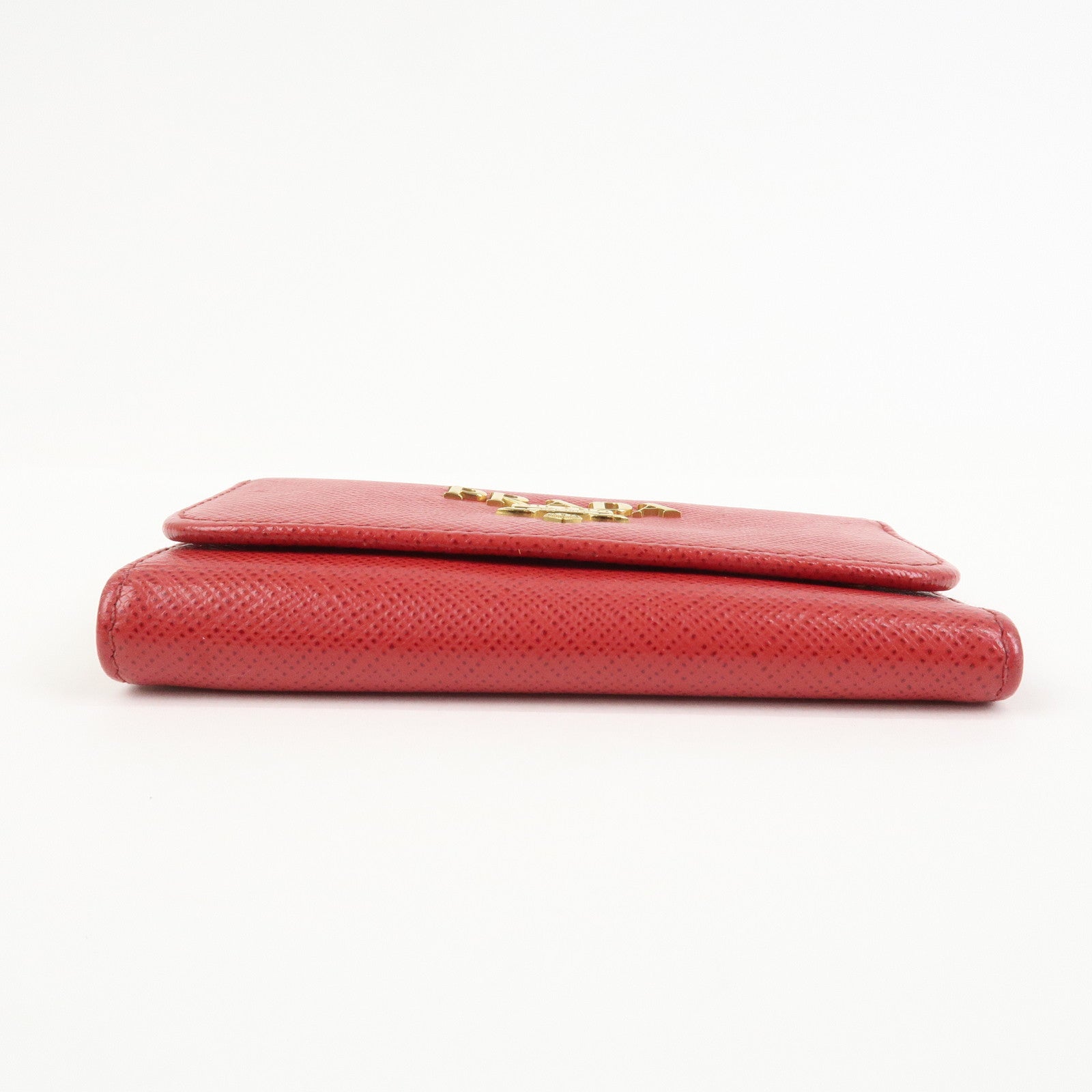 PRADA Logo Saffiano Leather Key Case Key Holder Red 11BG222