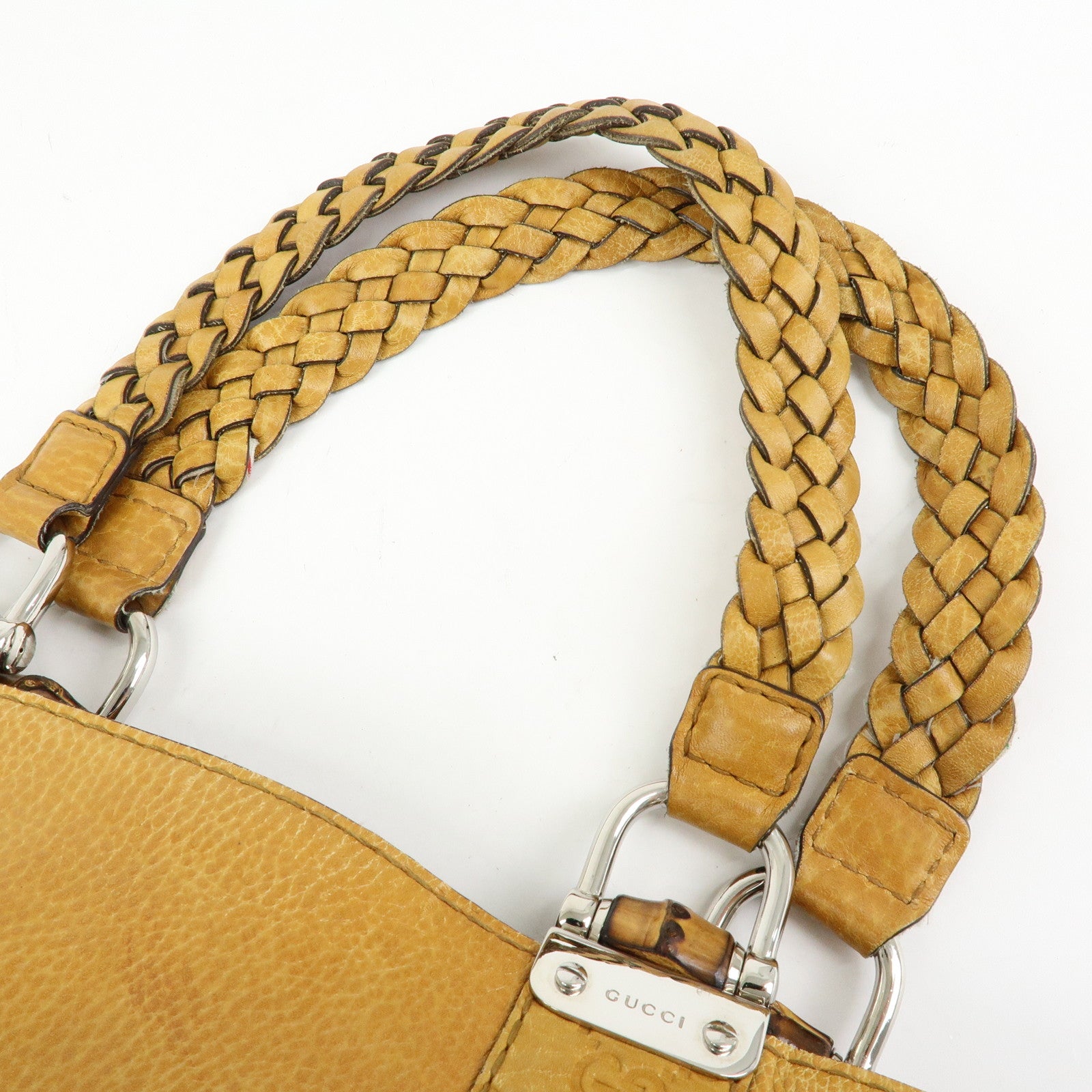 GUCCI Bamboo Bar Guccissima Leather Tote Bag Mustard 232947