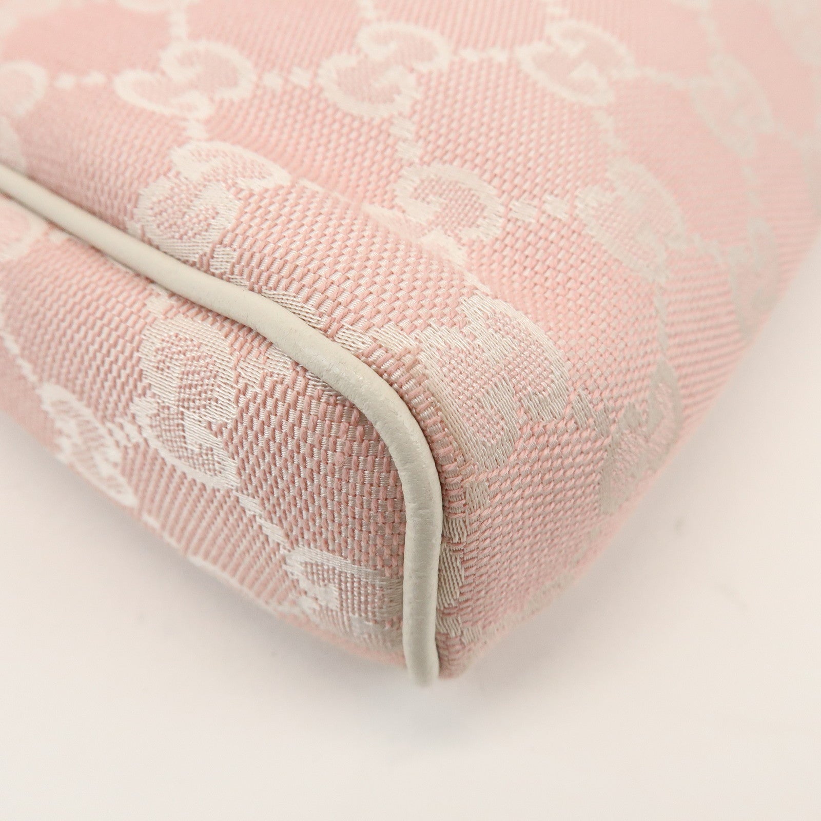 GUCCI Abbey GG Canvas Leather Accessory Pouch Hand Bag Pink 45750