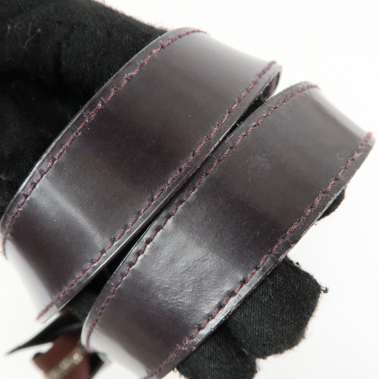 CHANEL Logo Patent Leather Tote Bag Shoulder Bag Brown