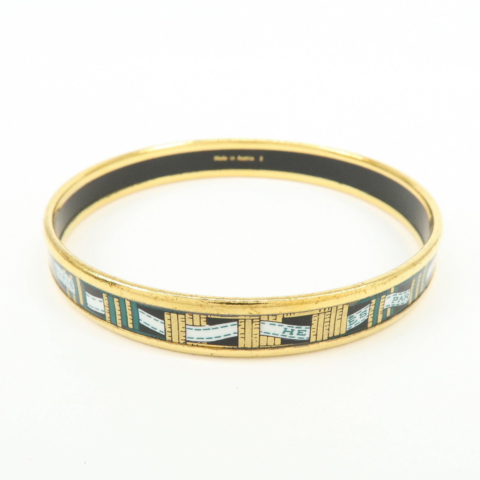 HERMES Email PM Bracelet Bangle Gold Green