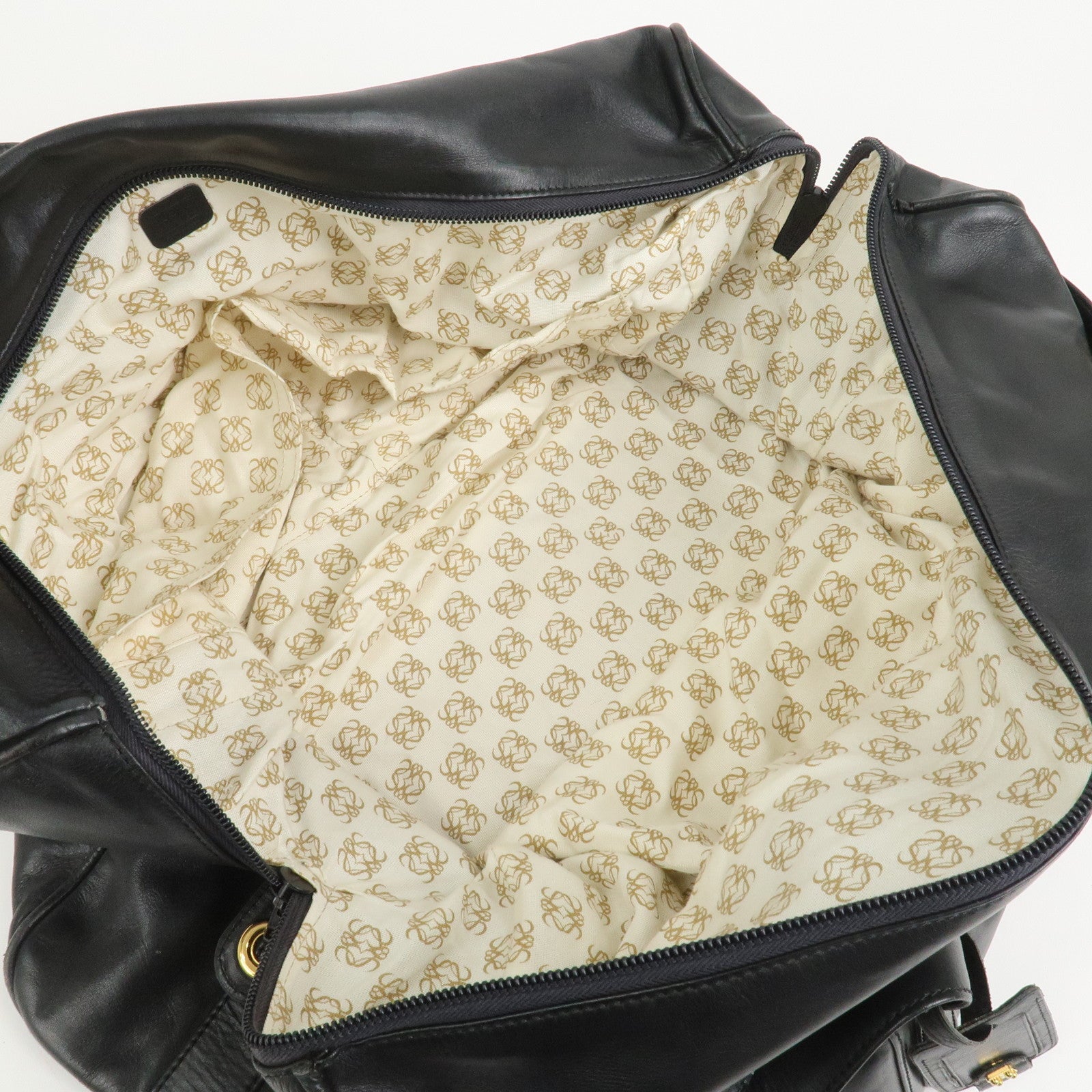 LOEWE Anagram Leather 2Way Bag Boston Bag Shoulder Bag Black