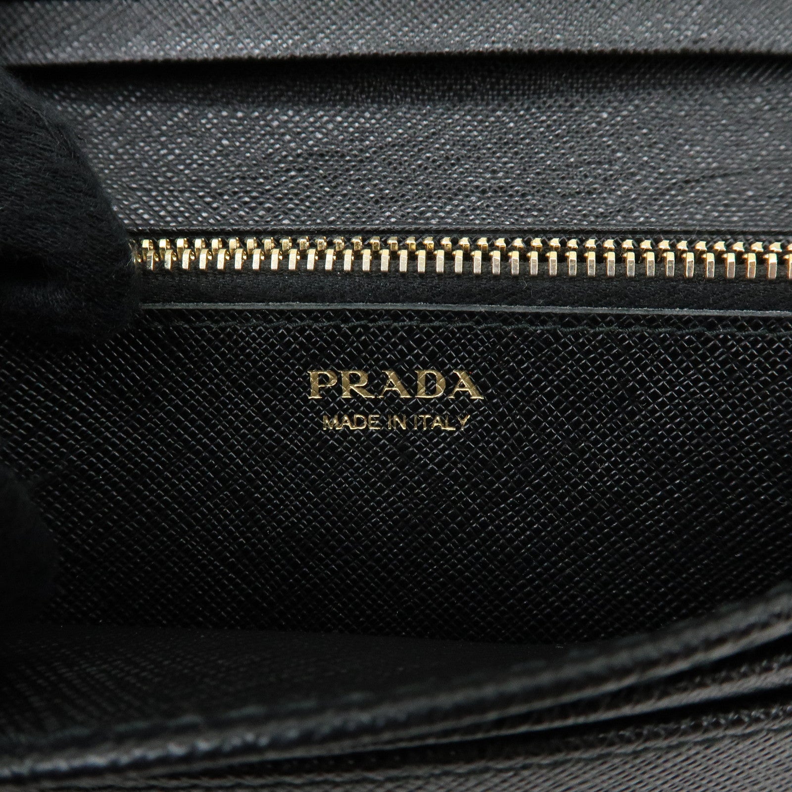 PRADA Saffiano Leather Flap Bi-Fold Long Wallet Black 1MH132
