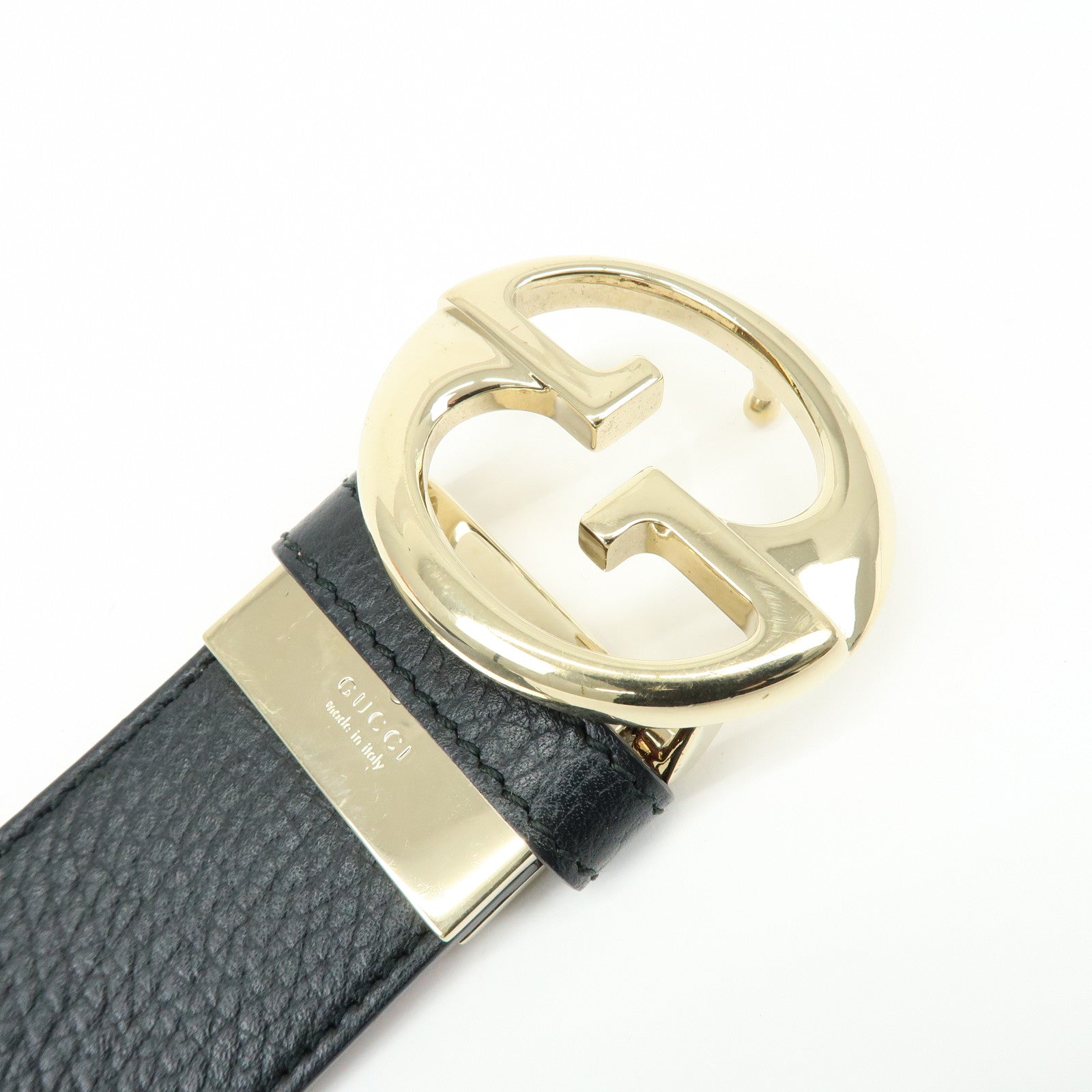 GUCCI Logo Leather Reversible Belt 80/32 Black Pink