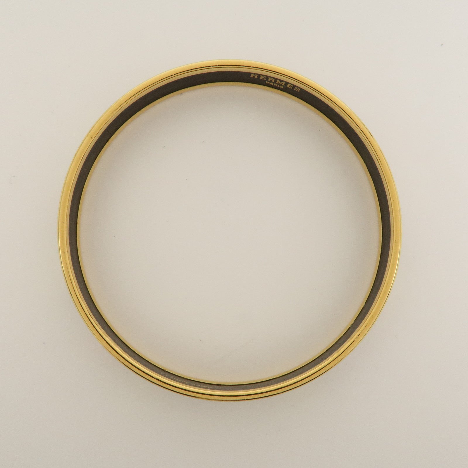 HERMES Email PM Gold Plated Bracelet Bangle Multicolor