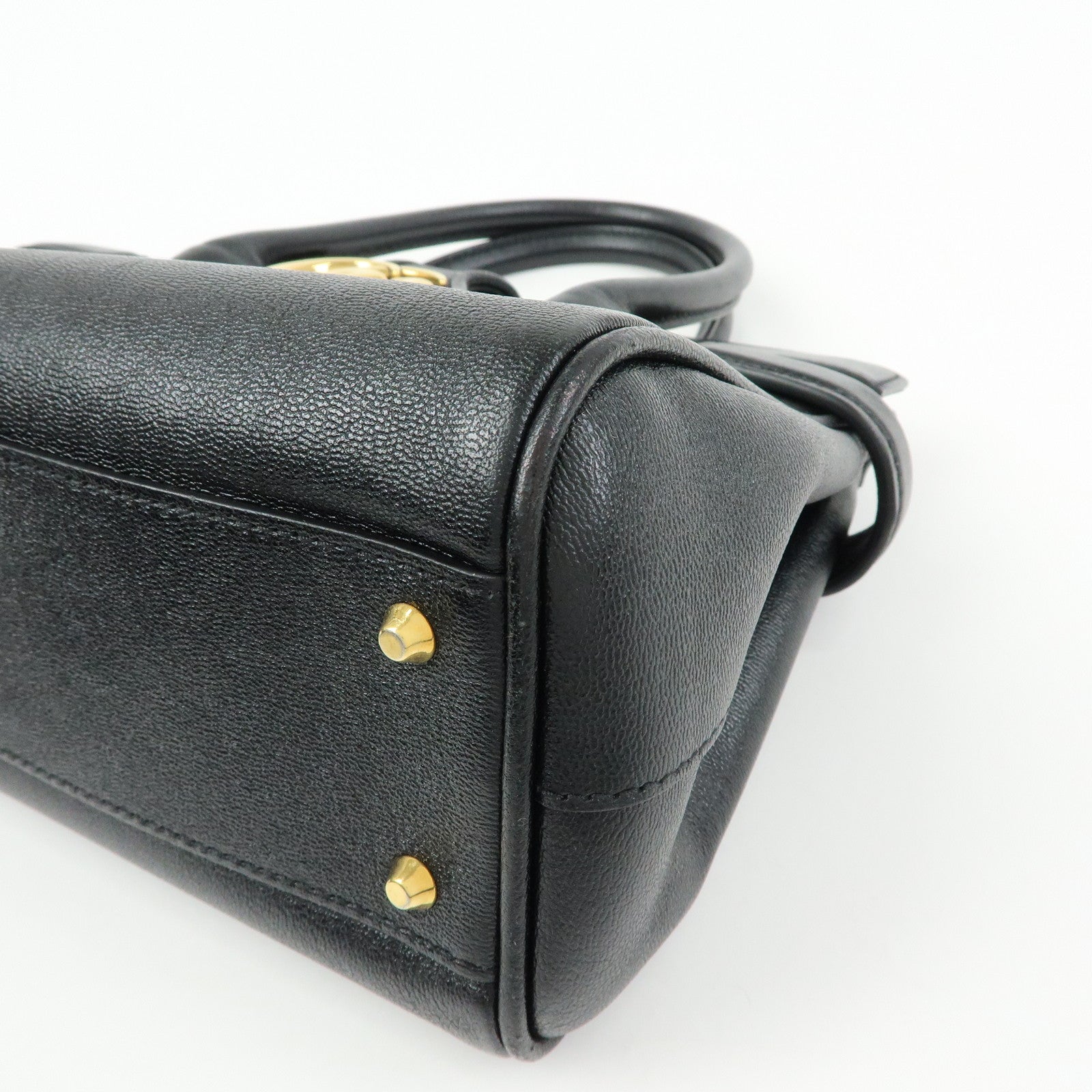 GUCCI GG Marmont Top Handle Leather 2Way Bag Hand Bag Black 658450
