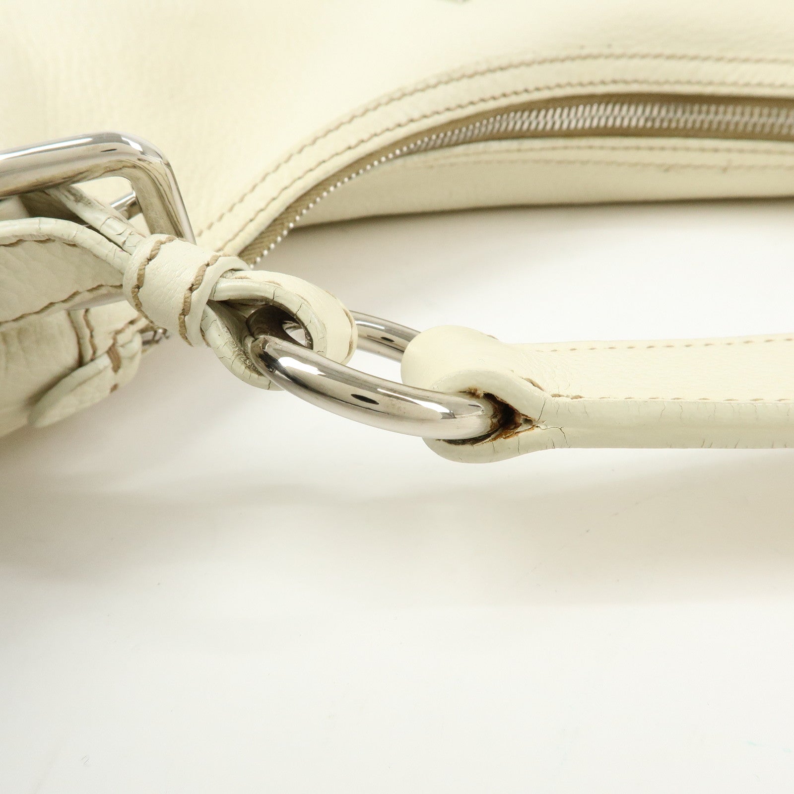 PRADA Logo Leather Hand Bag Shoulder Bag White