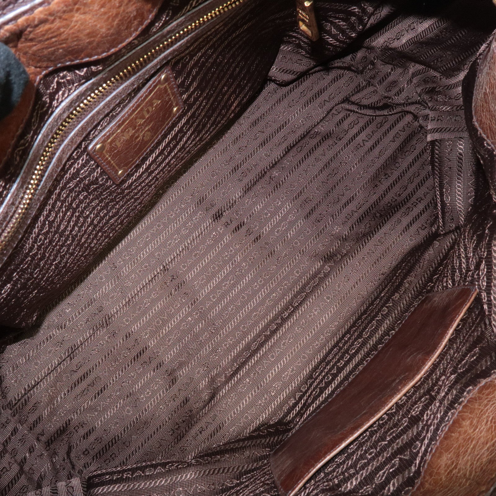 PRADA Logo Leather 2Way Bag Tote Bag Shoulder Bag Brown BL0727 Used