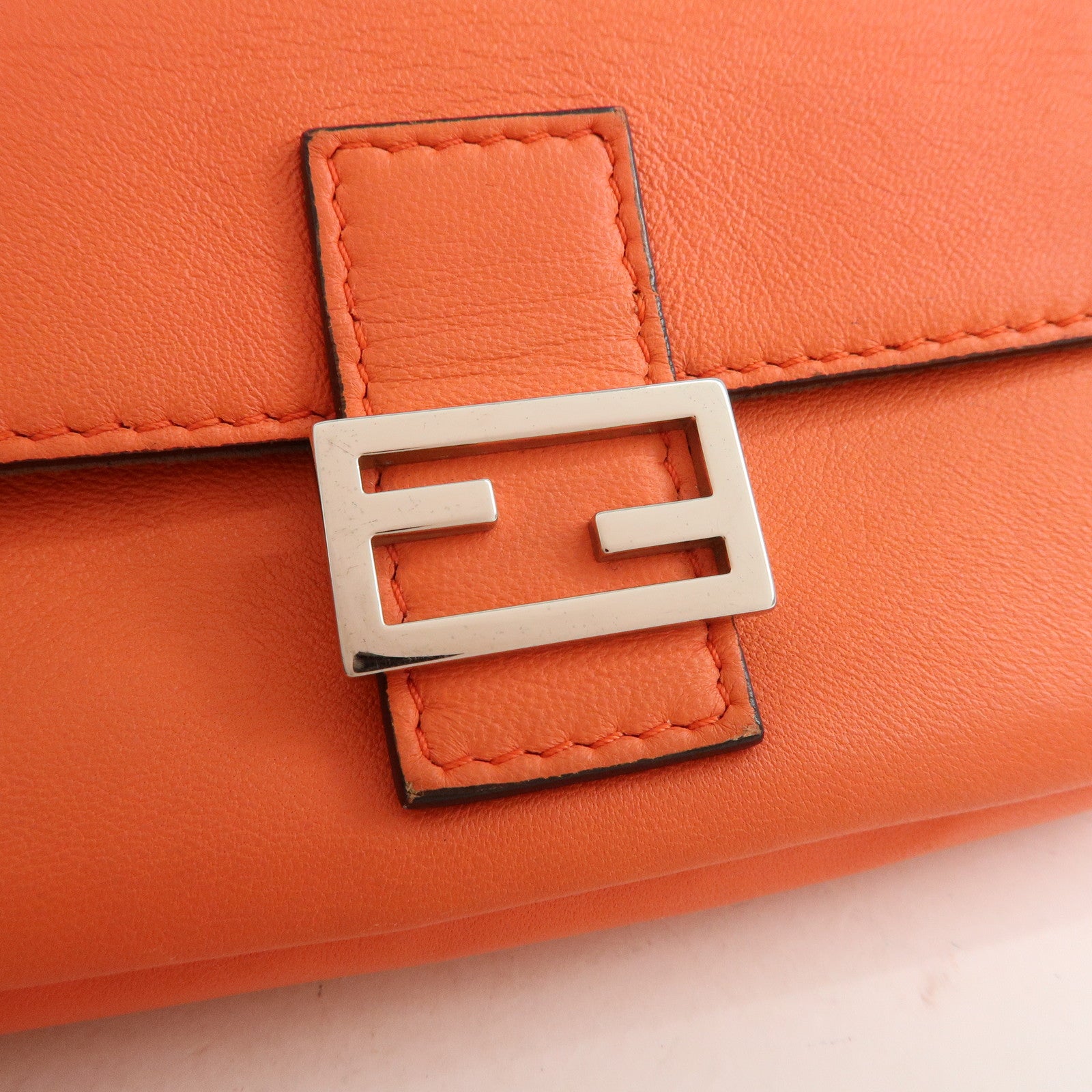 FENDI Micro Baguette 2Way Shoulder Bag Crossbody Bag Orange 8M0354
