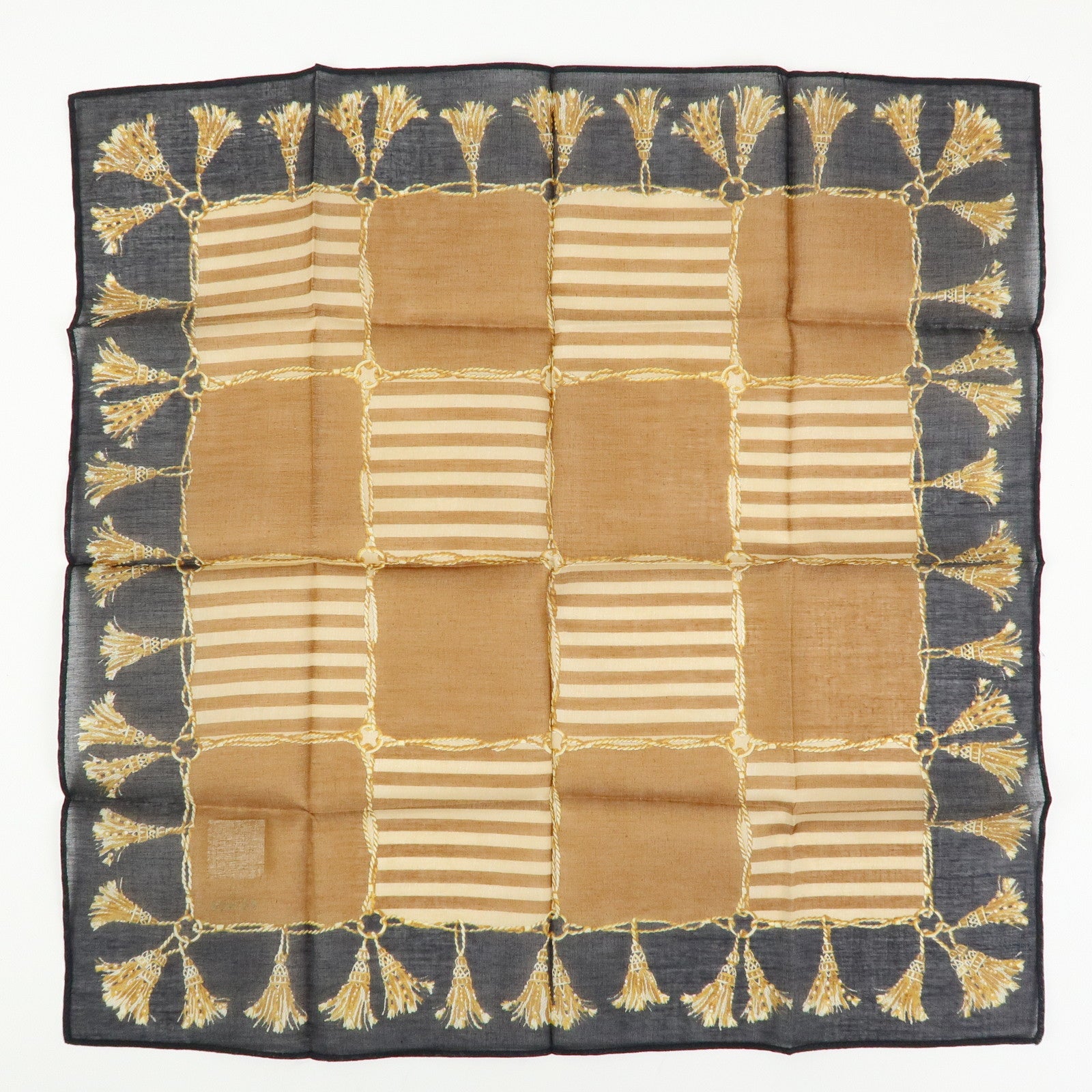 FENDI Set of 5 Cotton 100% Scarf Black Brown Navy Multicolor