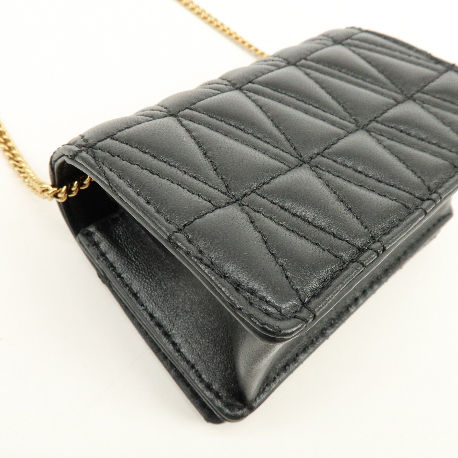 VERSACE Virtus Leather Chain Shoulder Bag Crossbody Bag Black