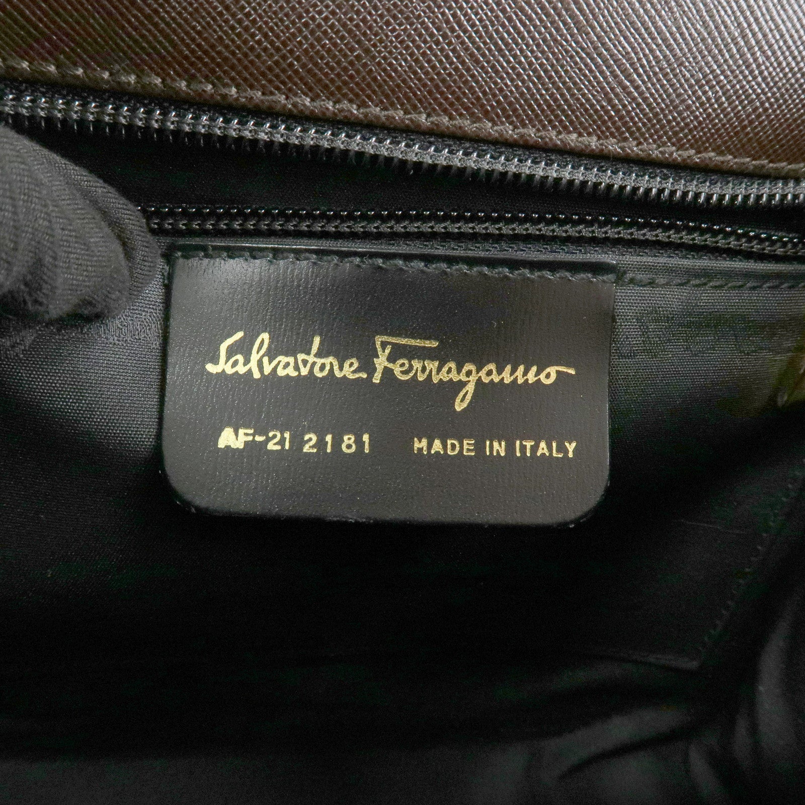 Ferragamo Gancini Leather 2Way Bag Hand Bag Shoulder Bag Dark Brown