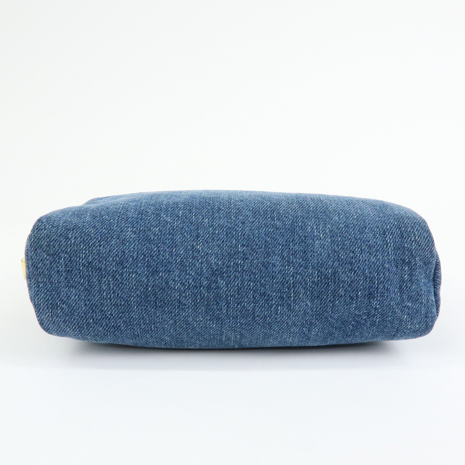 PRADA Triangle Logo Denim Cosmetic Pouch Accessory Pouch Blue