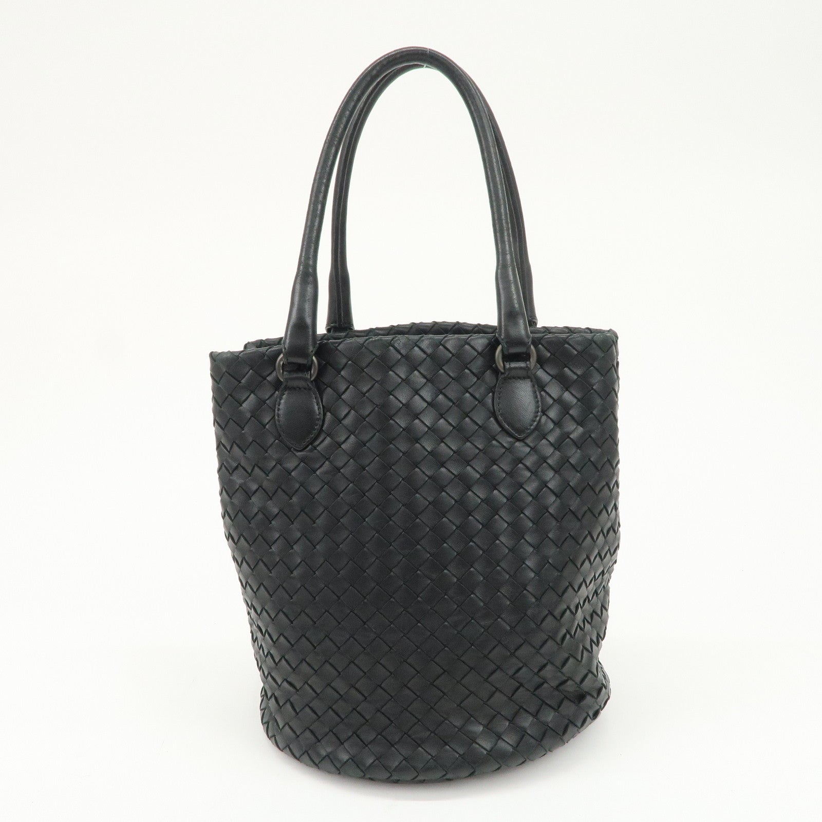 BOTTEGA VENETA Intrecciato Leather Tote Bag Hand Bag Black 225166