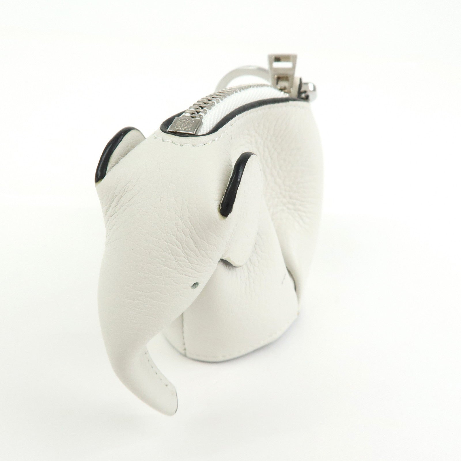 LOEWE Calf Leather Elephant Coin Case Coin Purse White