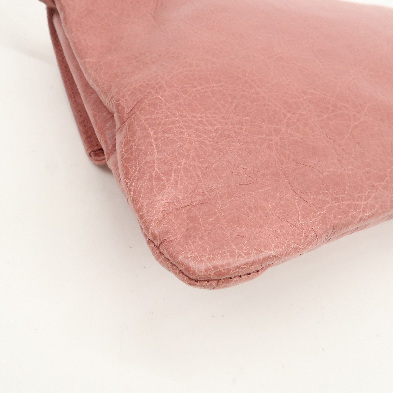 BALENCIAGA Logo Leather Giant Clutch Bag Pink