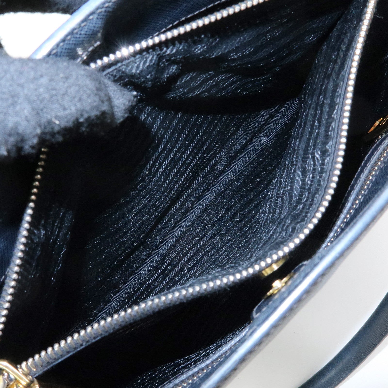 PRADA Triangle Logo Galleria Saffiano Leather 2Way Bag Black 1BA274