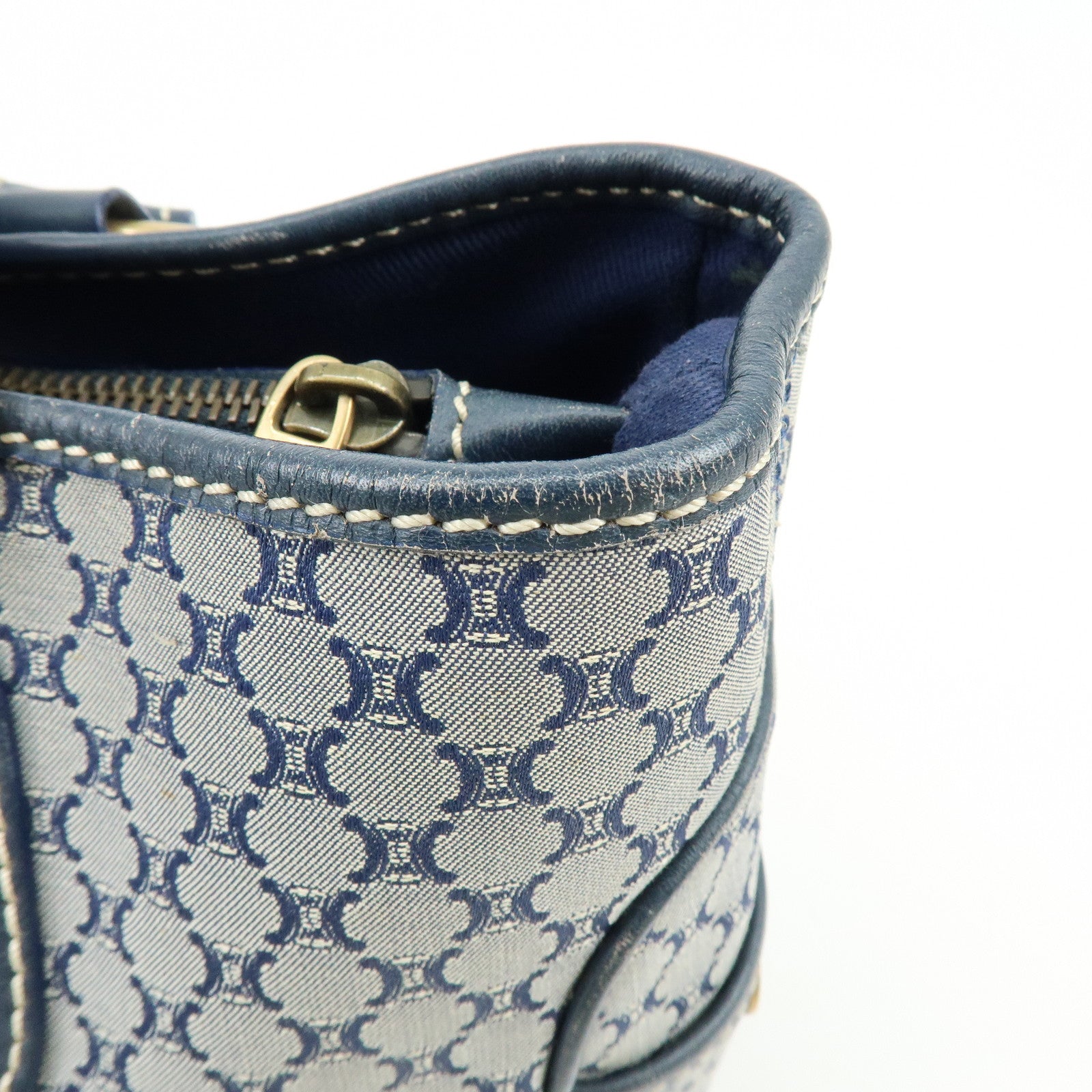 CELINE Macadam Canvas Leather Boogie Bag Hand Bag Navy