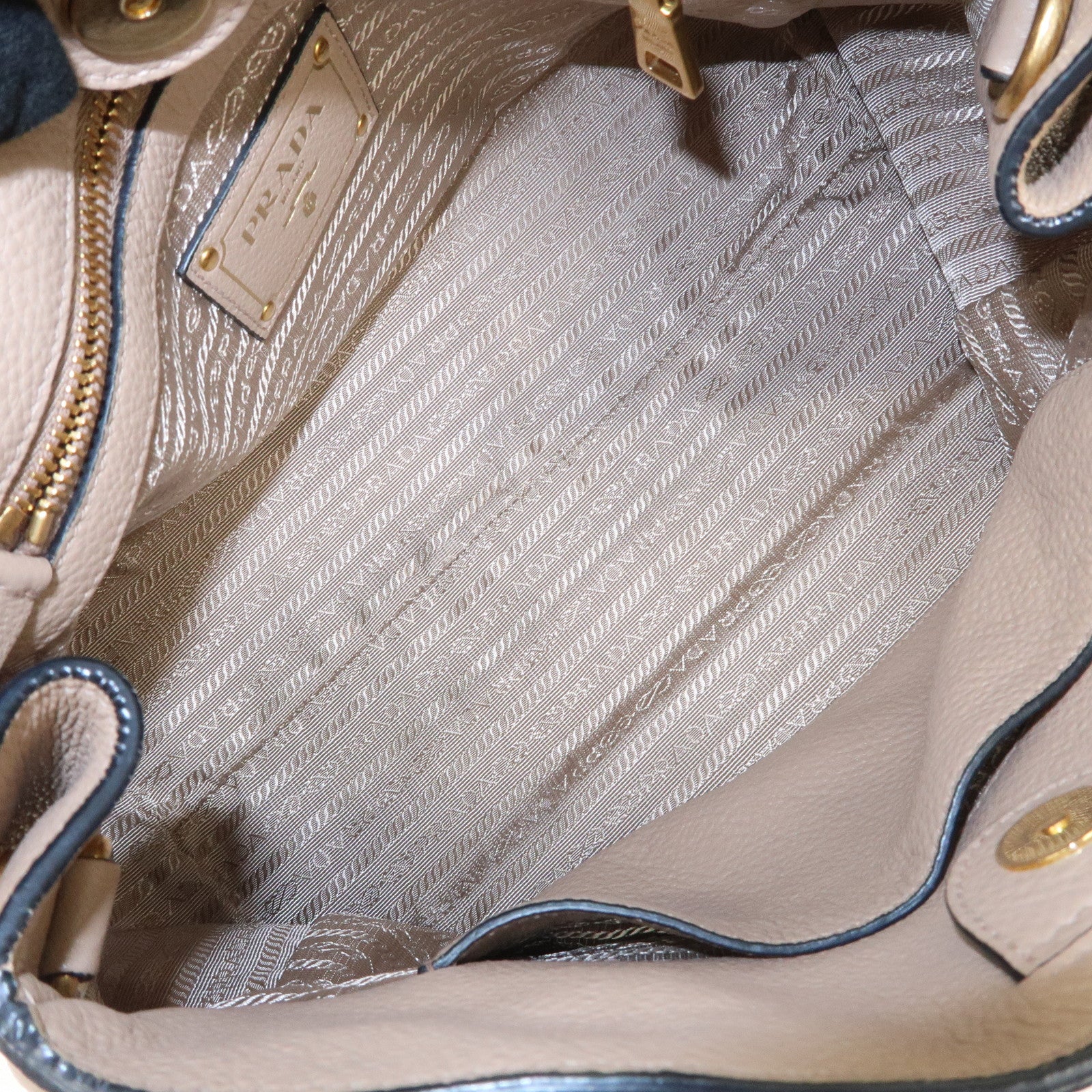 PRADA Logo Leather 2Way Shoulder Bag Hand Bag Pink Beige 1BG044