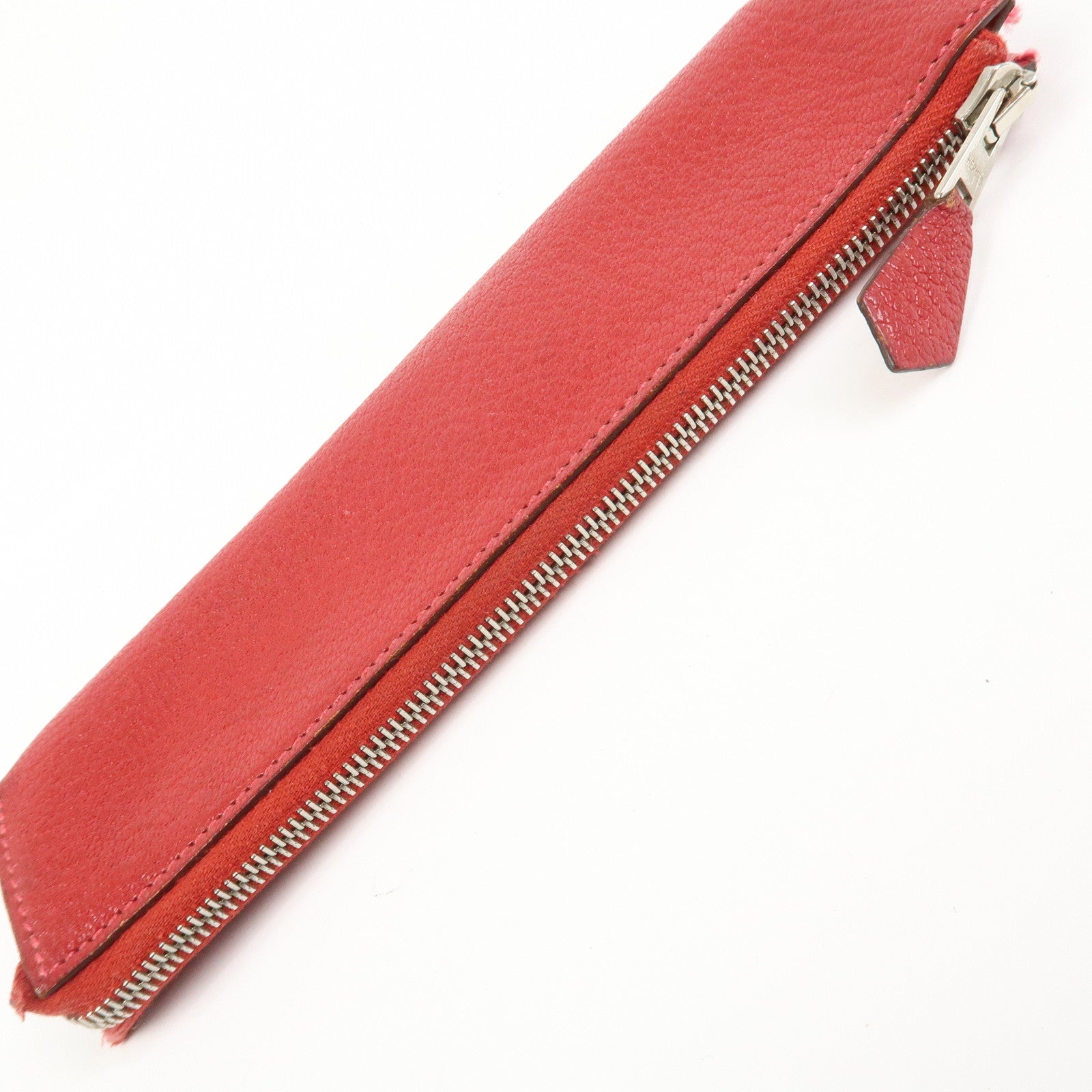 HERMES Piccolo Chevre Leather Pen Case Red