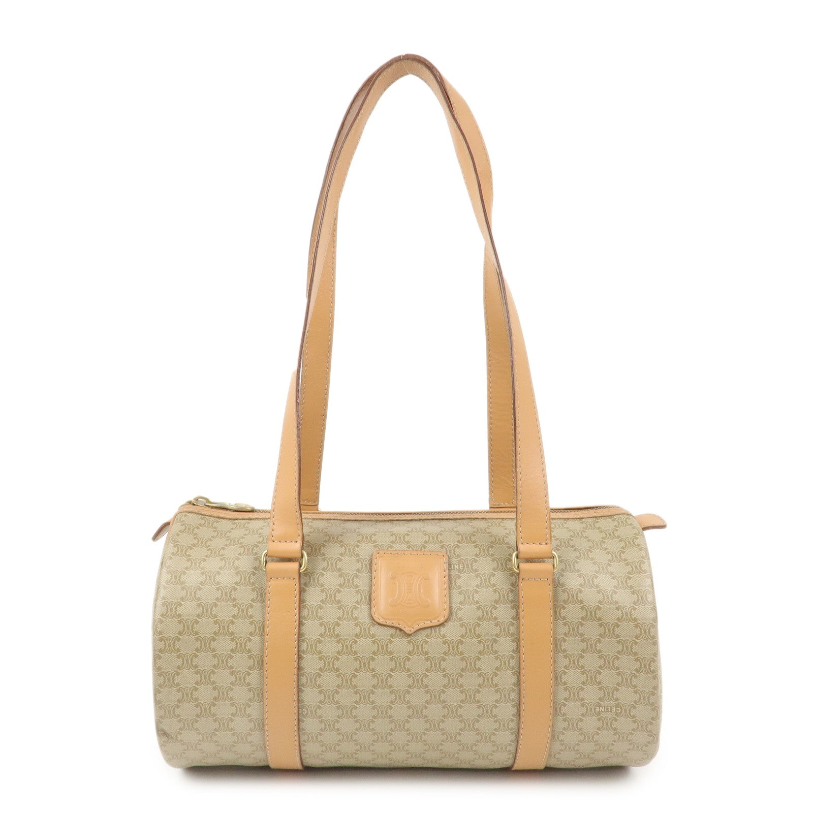 CELINE Macadam PVC Leather Shoulder Bag Hand Bag Beige