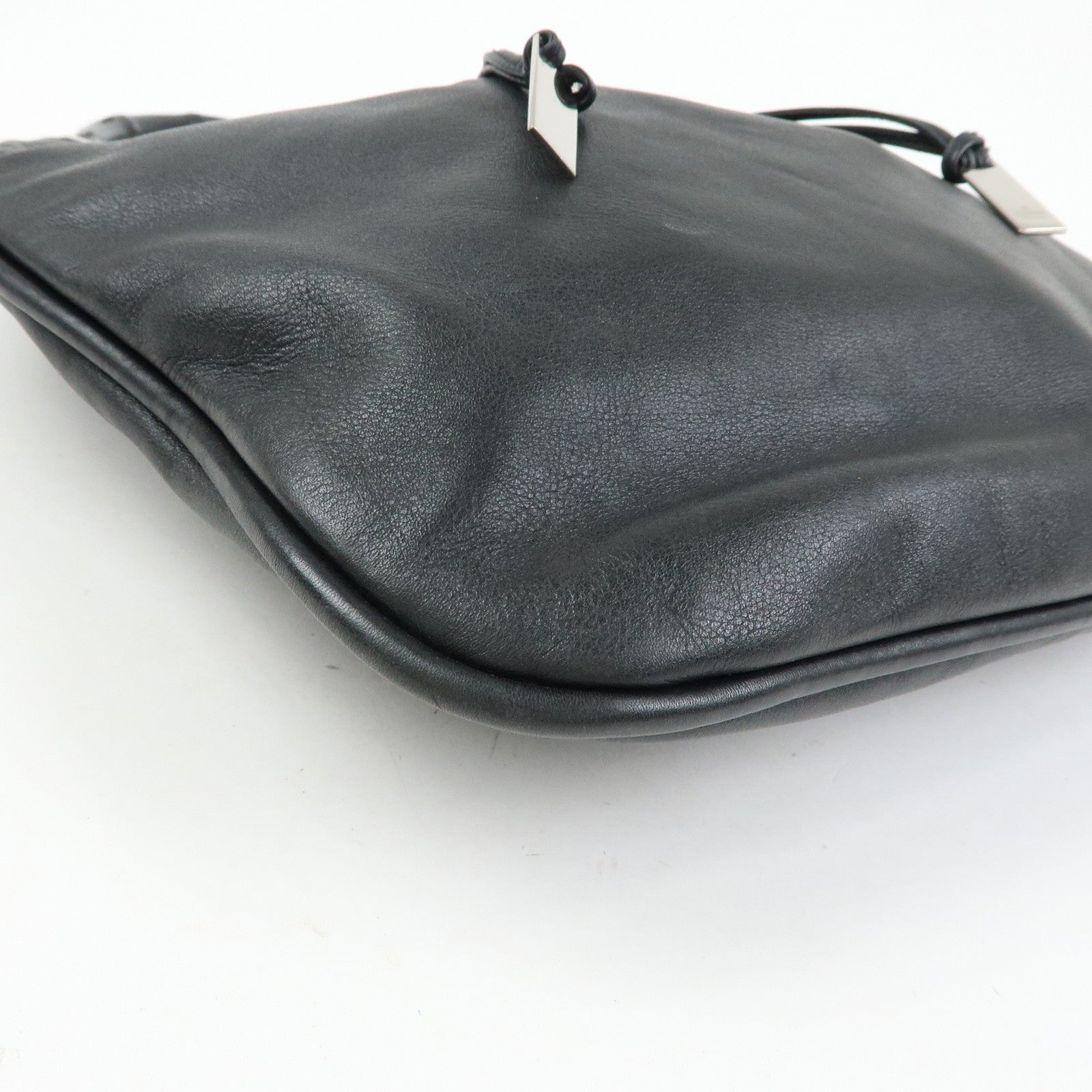 GUCCI Bamboo Leather Shoulder Bag Hand Bag Black 0014033